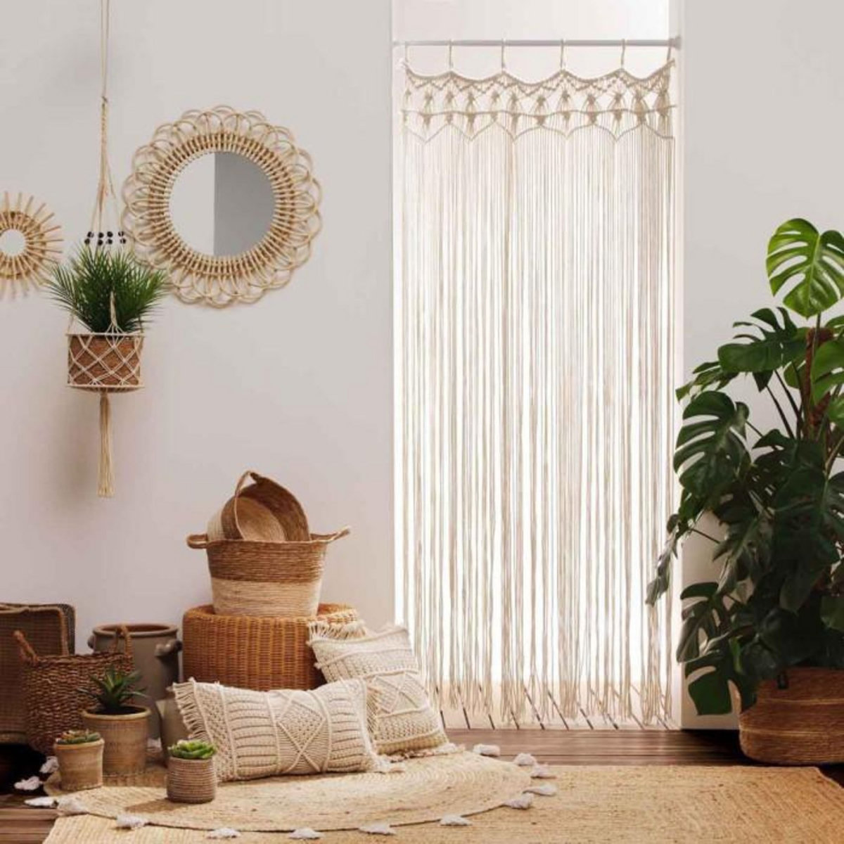 Paris Prix Coussin Déco à Franges  Macralina  30x50cm Beige