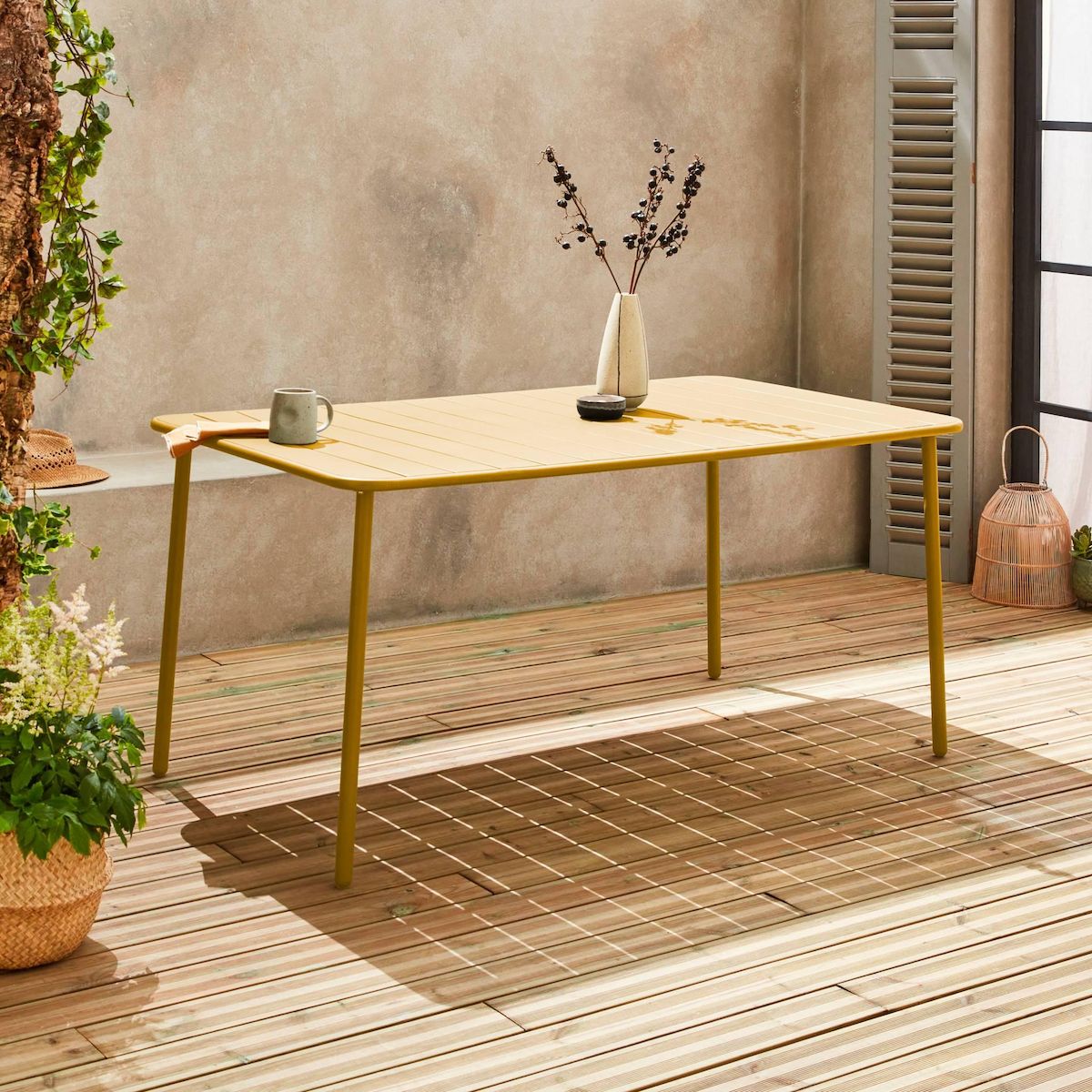 SWEEEK Table de jardin métal 6-8 places, Amelia 160x90xH72.5cm