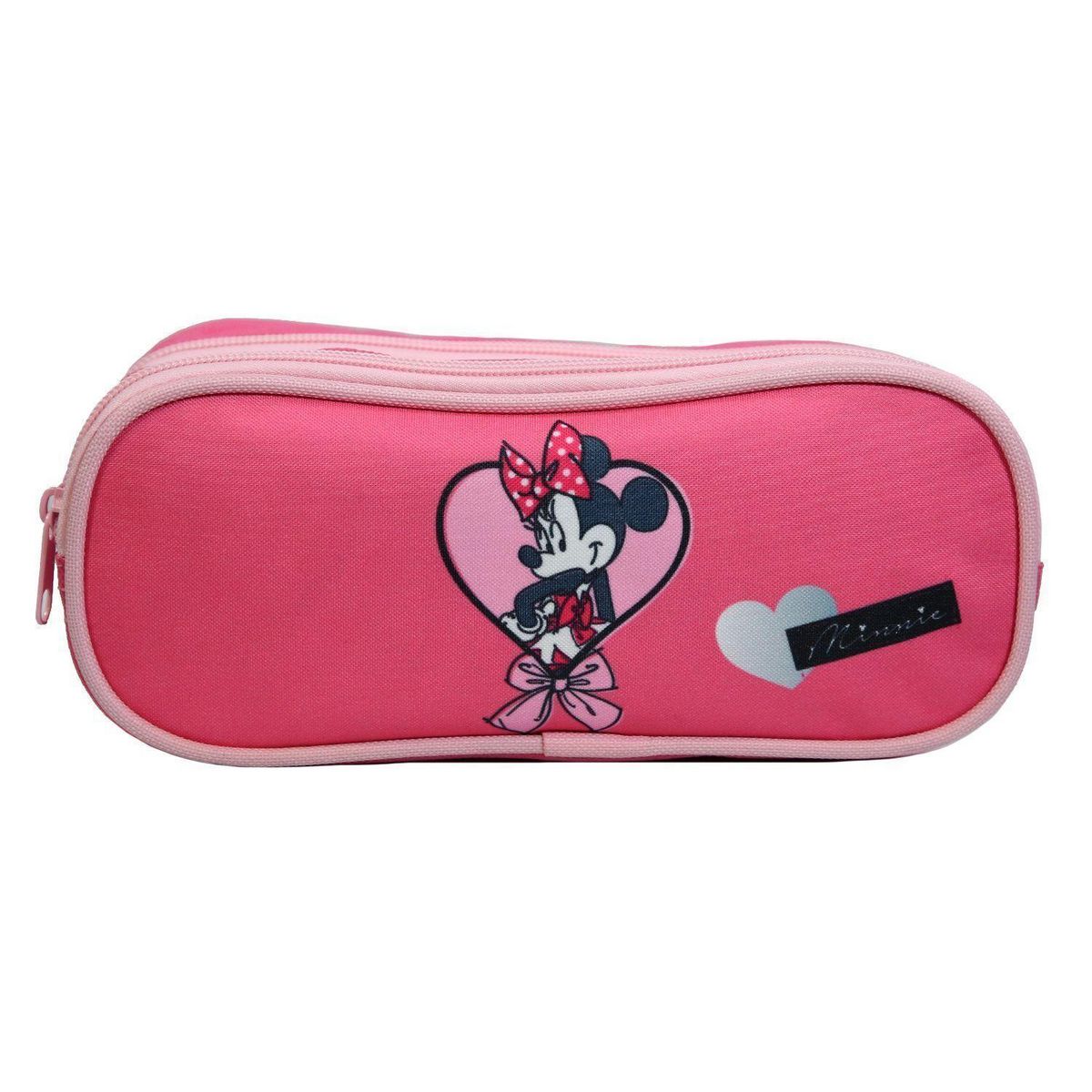 Bagtrotter Trousse scolaire 2 compartiments Disney Minnie Coeur Rose Bagtrotter
