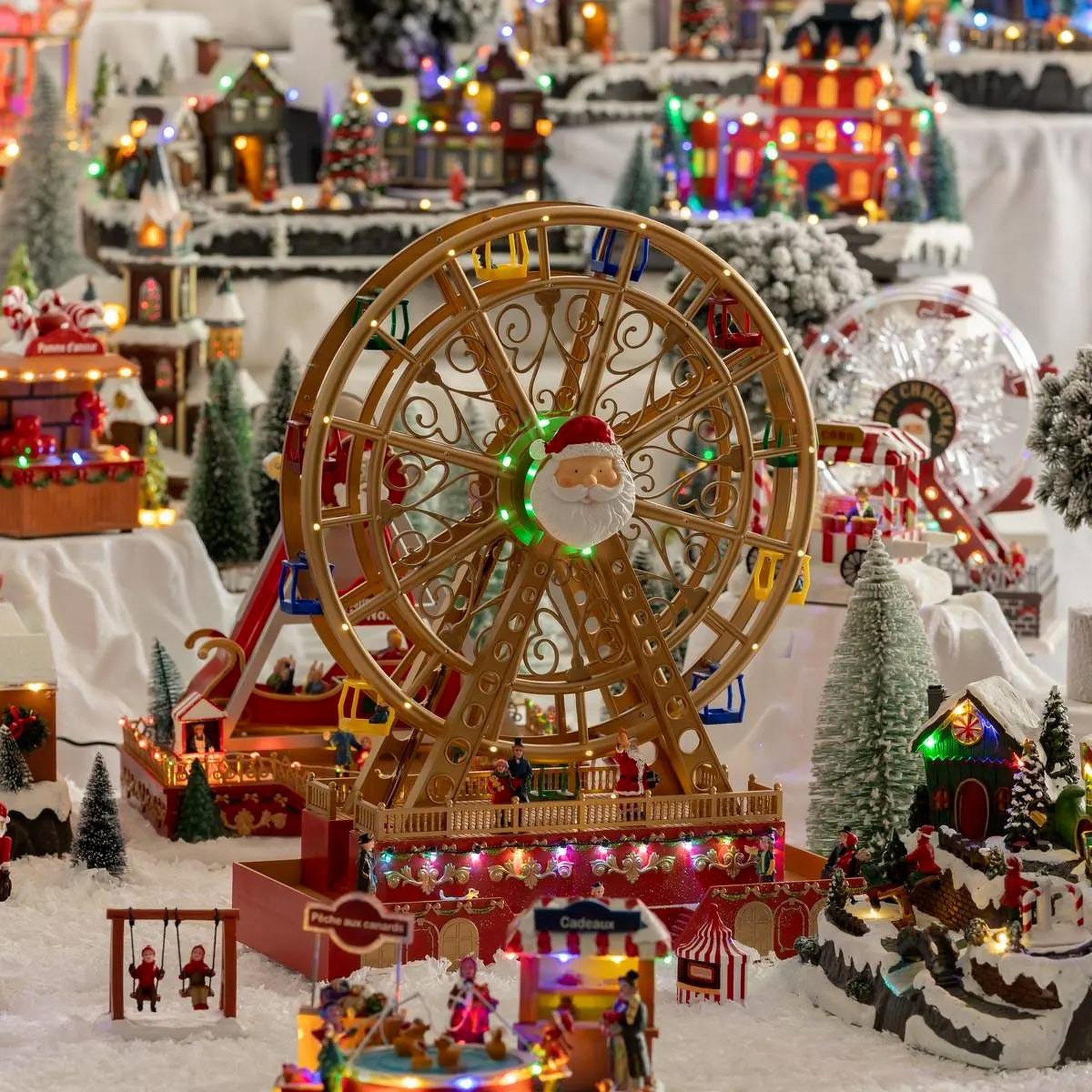 Voir la diapositive 4 : FEERIC LIGHT & CHRISTMAS Village de noël grande roue  fête foraine  49cm multicolore