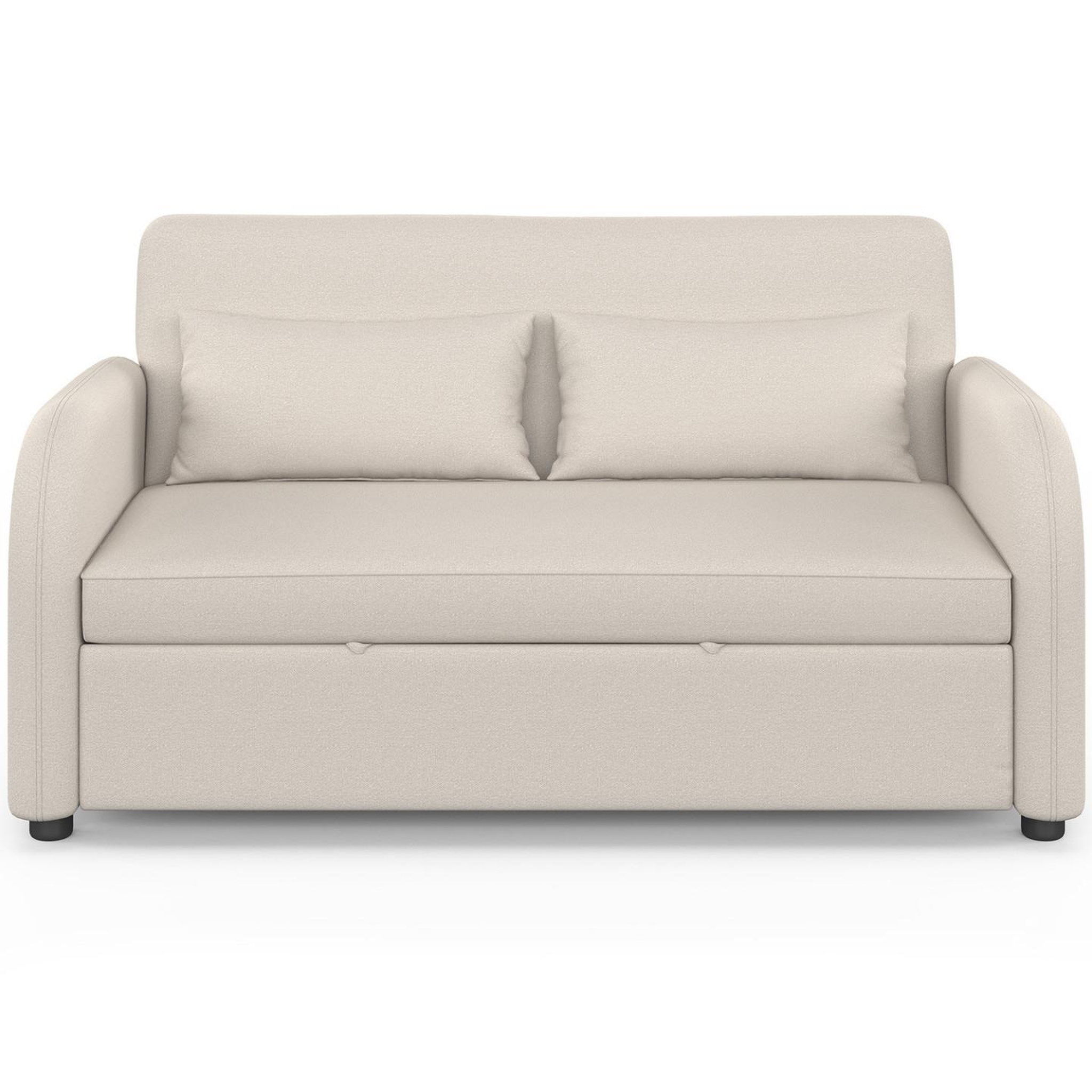 Voir la diapositive 6 : ID MARKET Canapé droit 2 places convertible noah en tissu beige