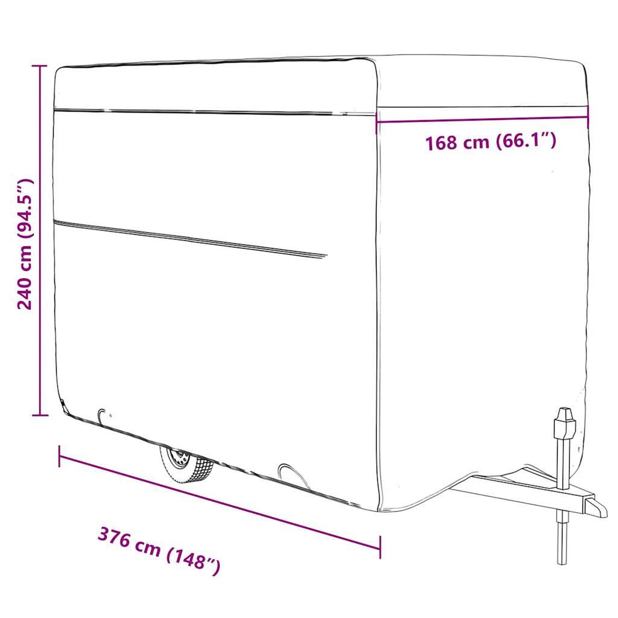 Voir la diapositive 6 : VIDAXL Housse de remorque chevaux gris 376x168x240 cm tissu non tisse