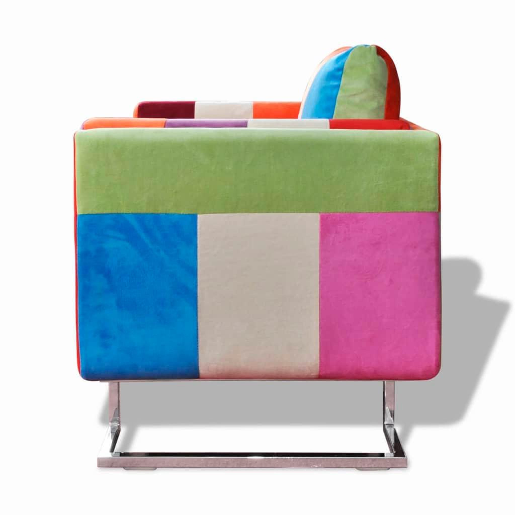 Voir la diapositive 4 : VIDAXL Fauteuil cube avec design de patchwork Chrome Tissu