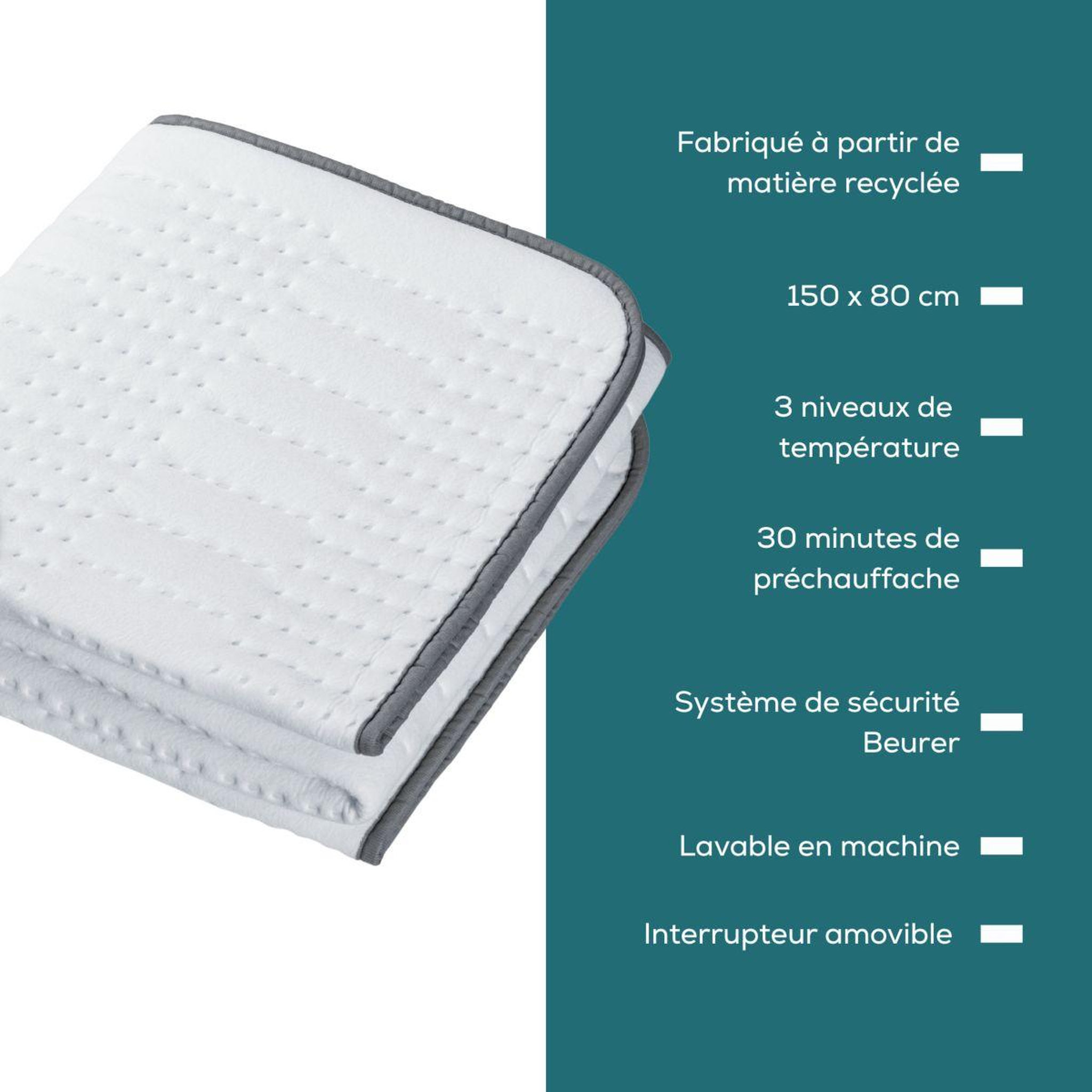 Voir la diapositive 2 : Beurer Surmatelas chauffant TS 24 Green Planet
