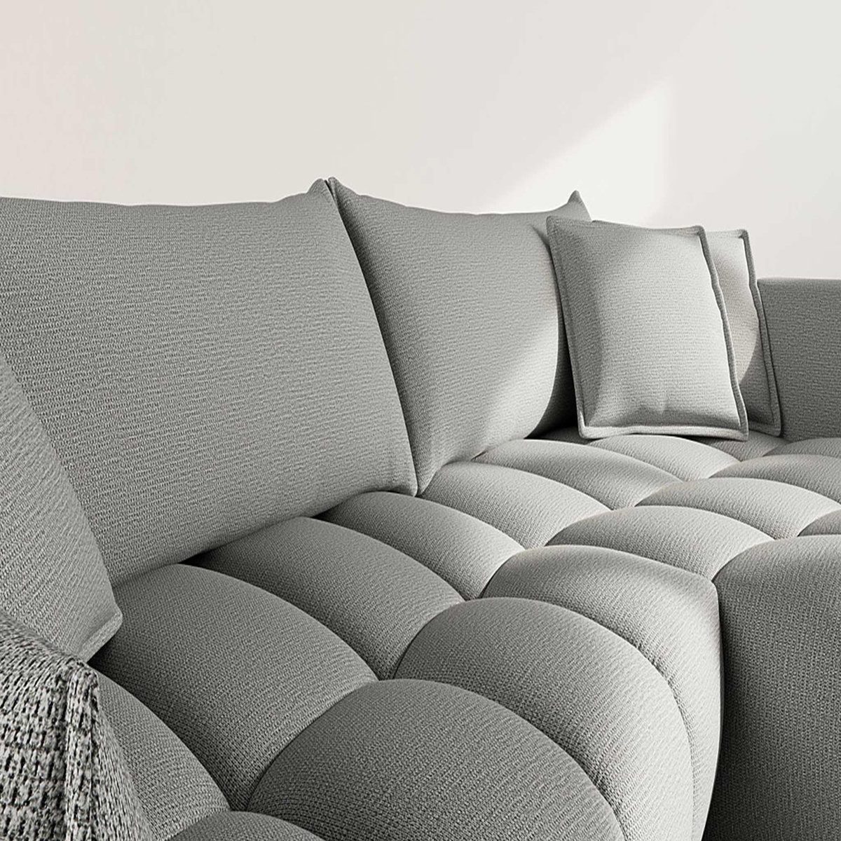 LISA DESIGN Cassiopee - canapé d'angle droit 4 places en tissu texturé