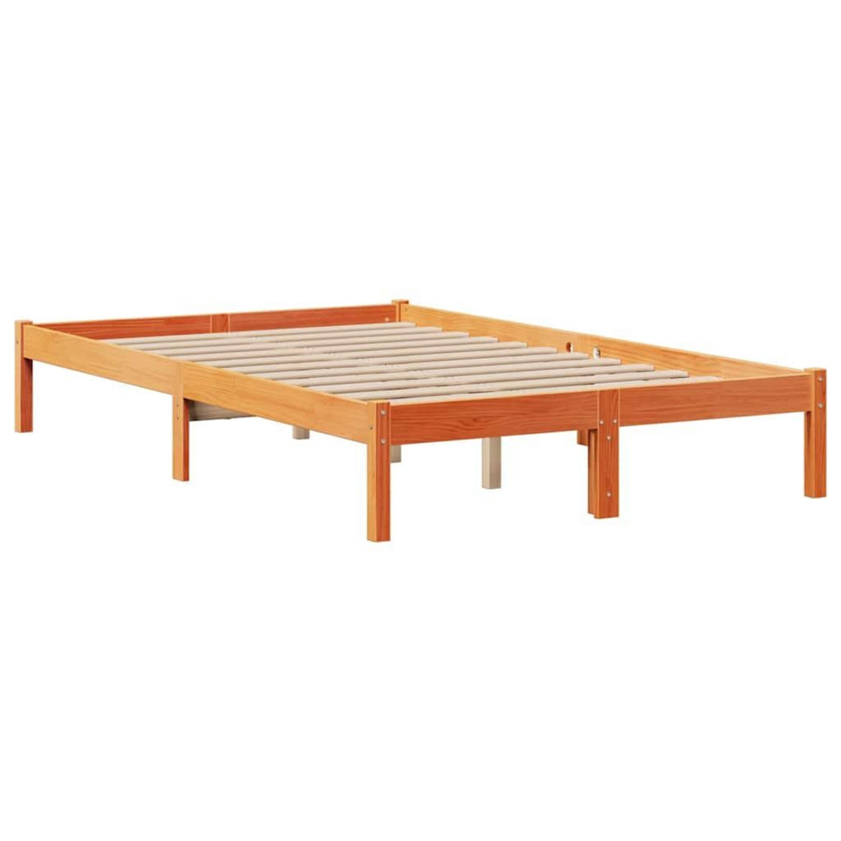 VIDAXL Lit bibliotheque sans matelas cire marron 135x190 cm pin massif