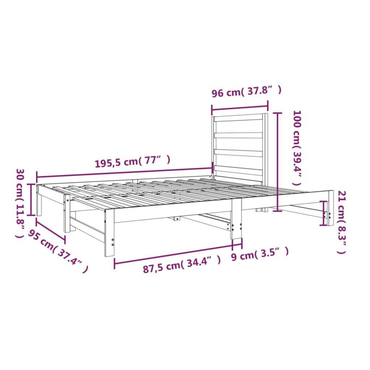 VIDAXL Lit coulissant sans matelas blanc 2x(90x190) cm