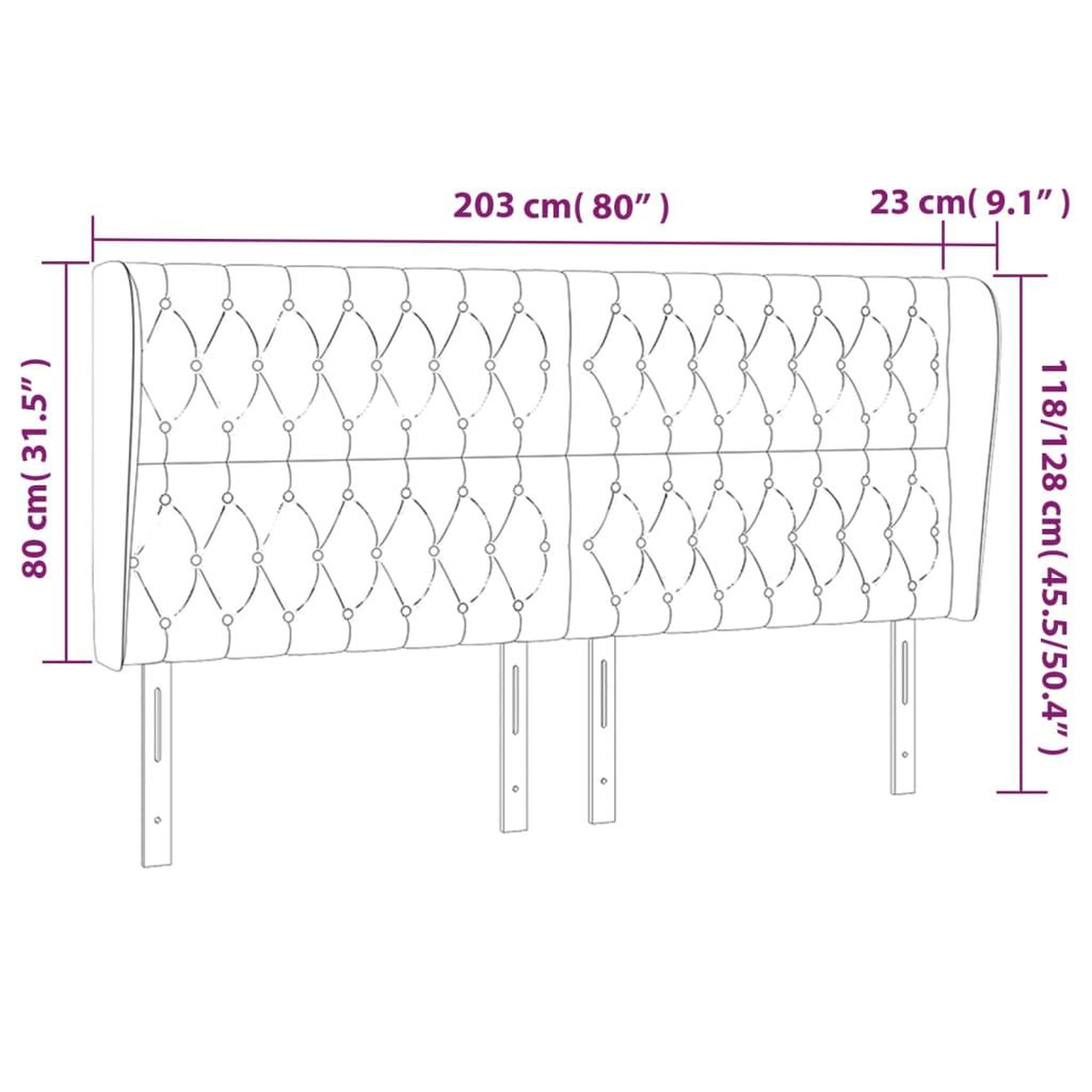 Voir la diapositive 6 : VIDAXL Tete de lit avec oreilles Bleu 203x23x118/128 cm Tissu