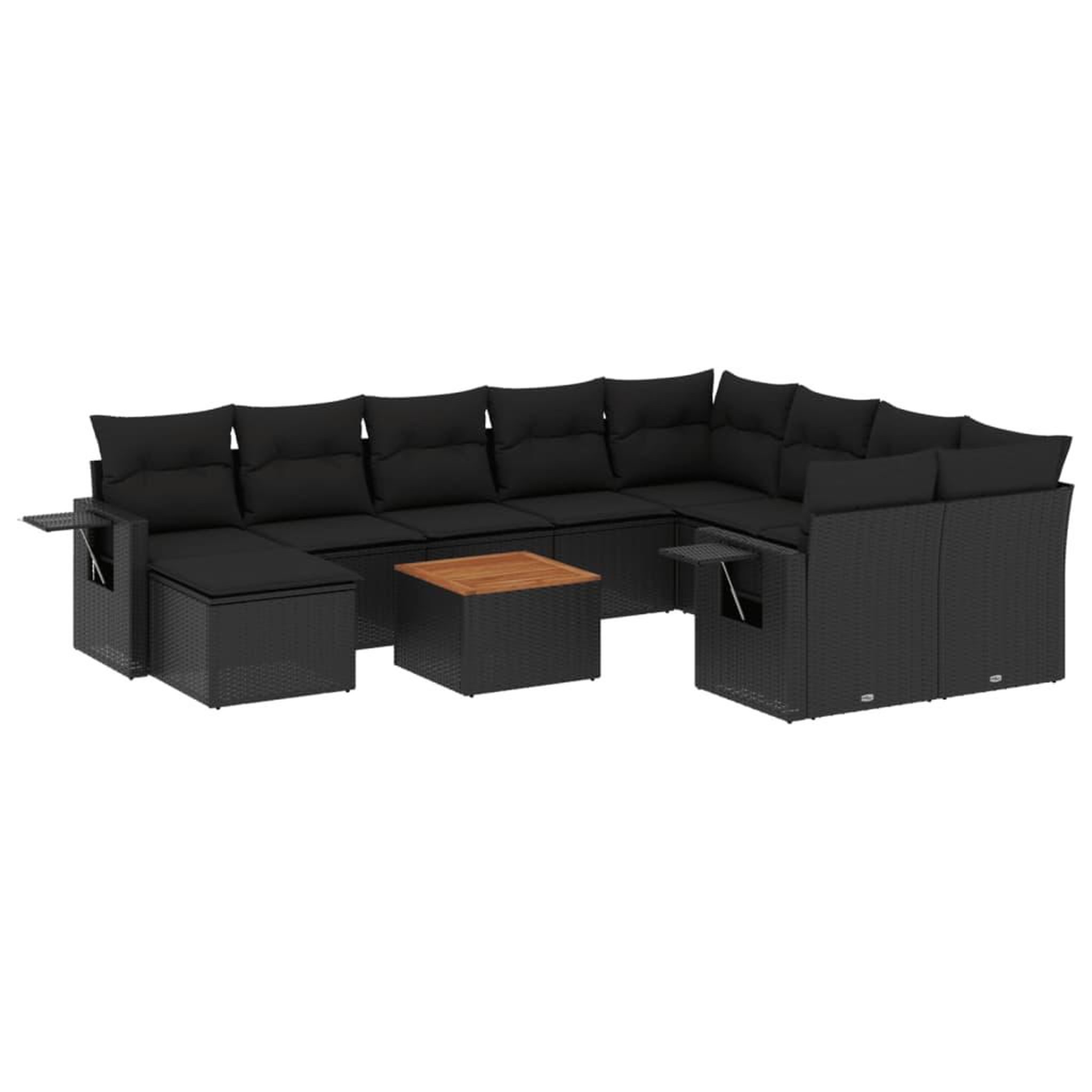 Voir la diapositive 2 : VIDAXL Salon de jardin 11 pcs avec coussins noir resine tressee