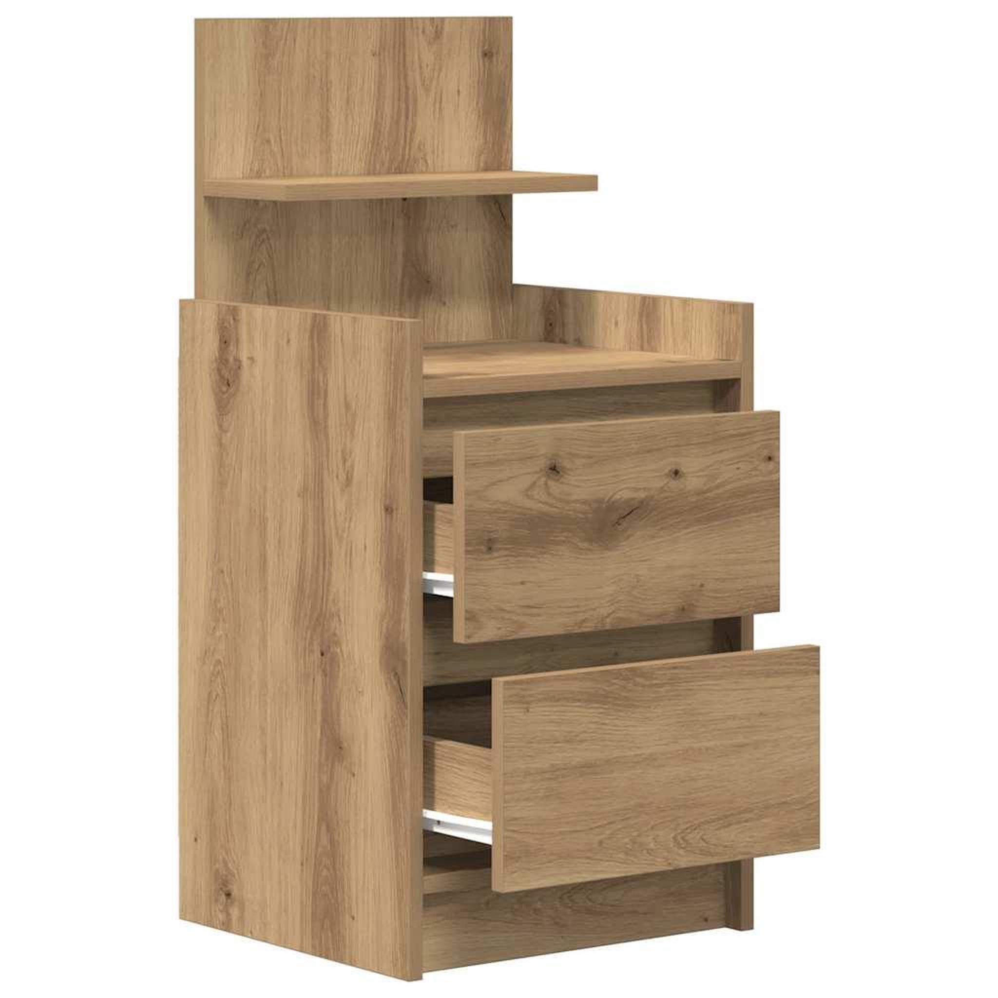 Voir la diapositive 5 : VIDAXL Table de chevet avec 2 tiroirs chene artisanal 38x34x80 cm