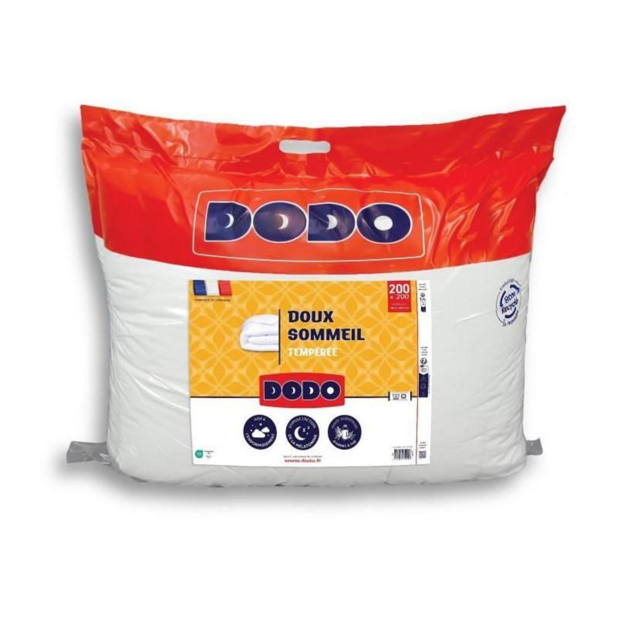 DODO DODO - Couette tempérée 300 g/m² - DOUX SOMMEIL - 200 x 200 cm - Blanc
