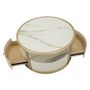 Voir la diapositive 3 : Paris Prix Table Basse Effet Marbre  Sharon  75cm Blanc & Or