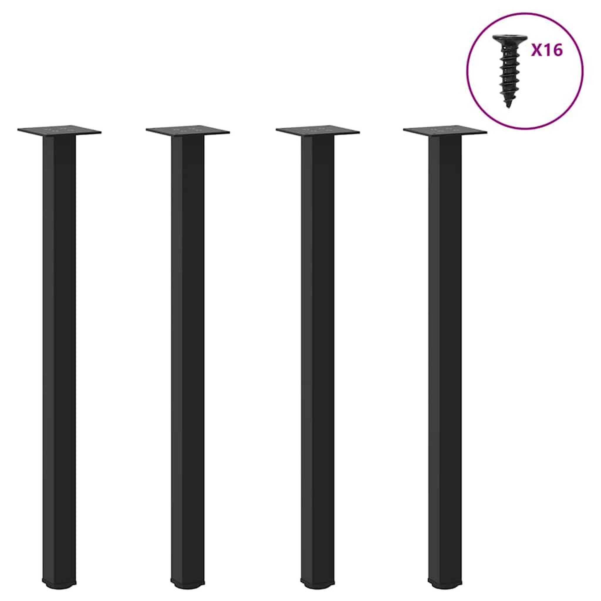 VIDAXL Pieds de table basse 4 pcs noir 72-74 cm acier