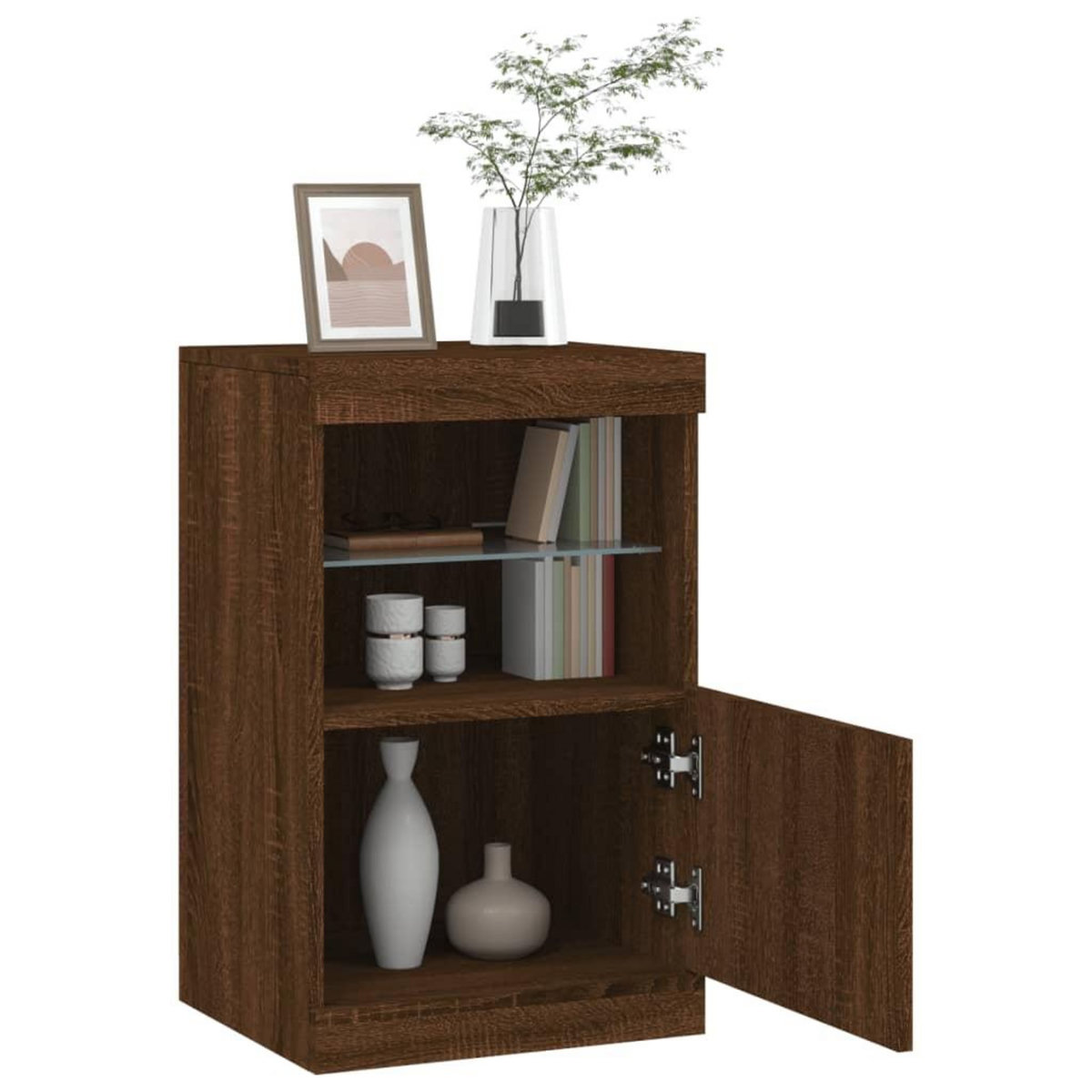 VIDAXL Buffet avec lumieres LED chene marron 41x37x67 cm