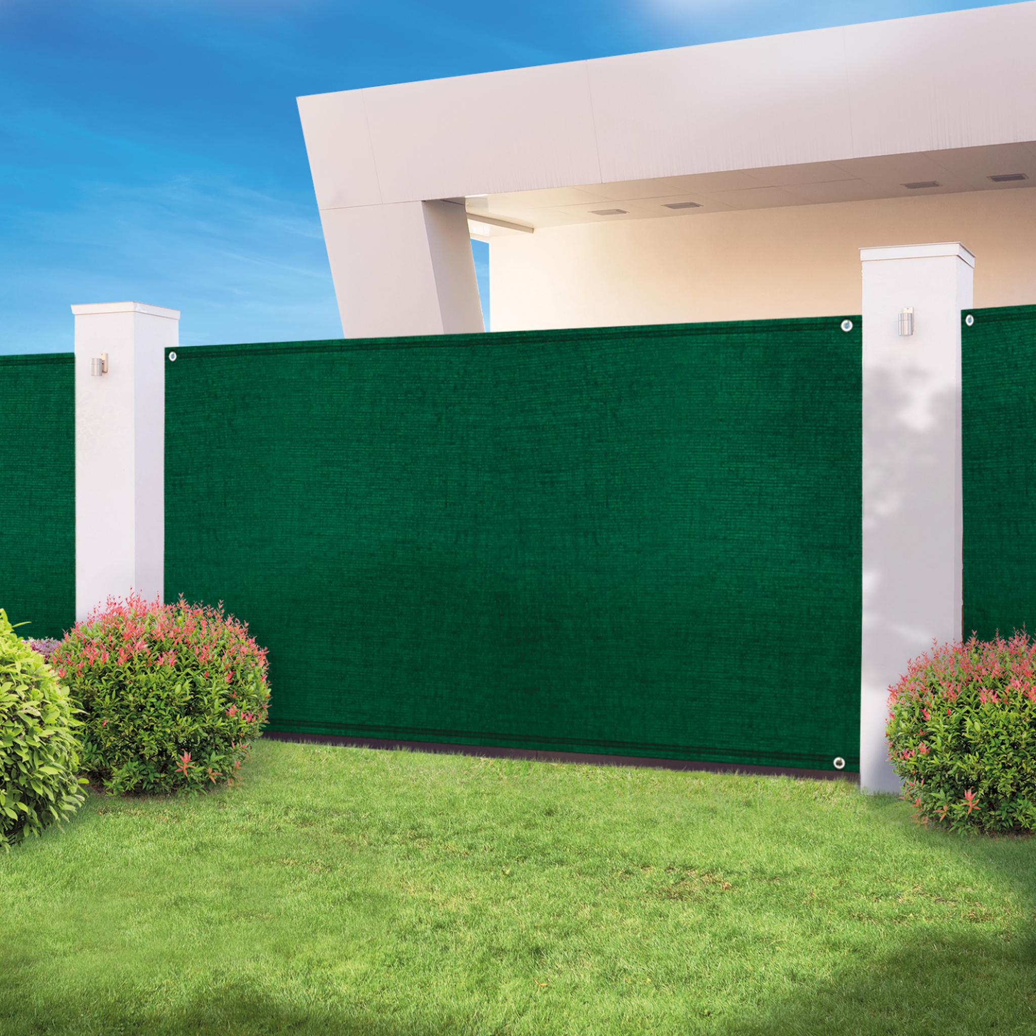 Voir la diapositive 2 : ID MARKET Brise vue haute densité 1,5 x 10 m vert 300 gr/m² qualité pro