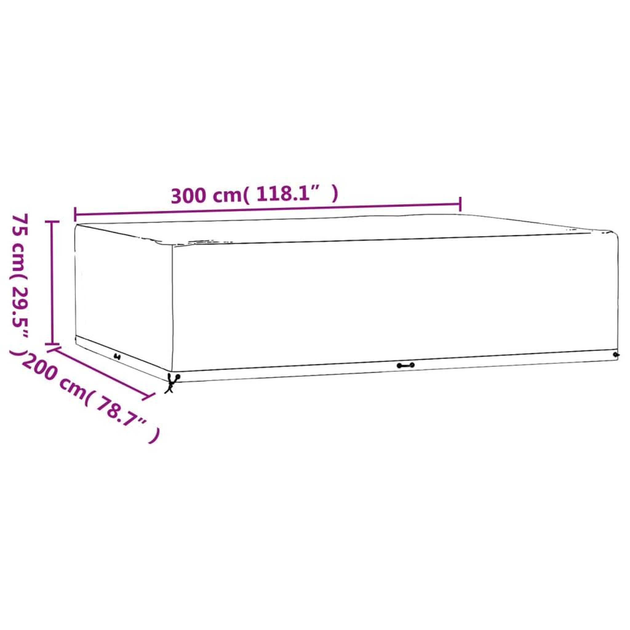 Voir la diapositive 6 : VIDAXL Housse de salon de jardin 16 œillets 300x200x75cm rectangulaire