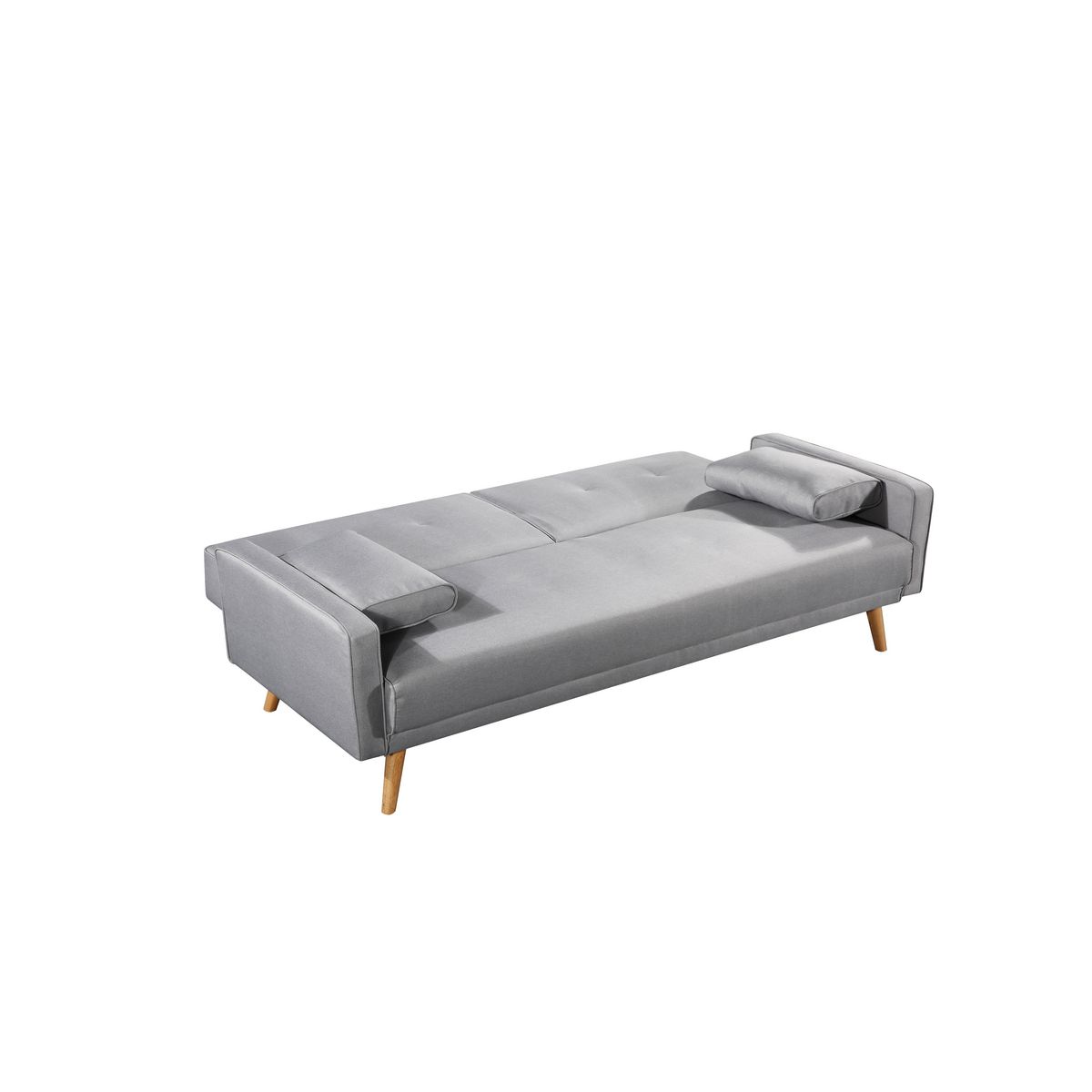 Canapé 3 places scandinave convertible NOVA, assise tissu pieds en bois