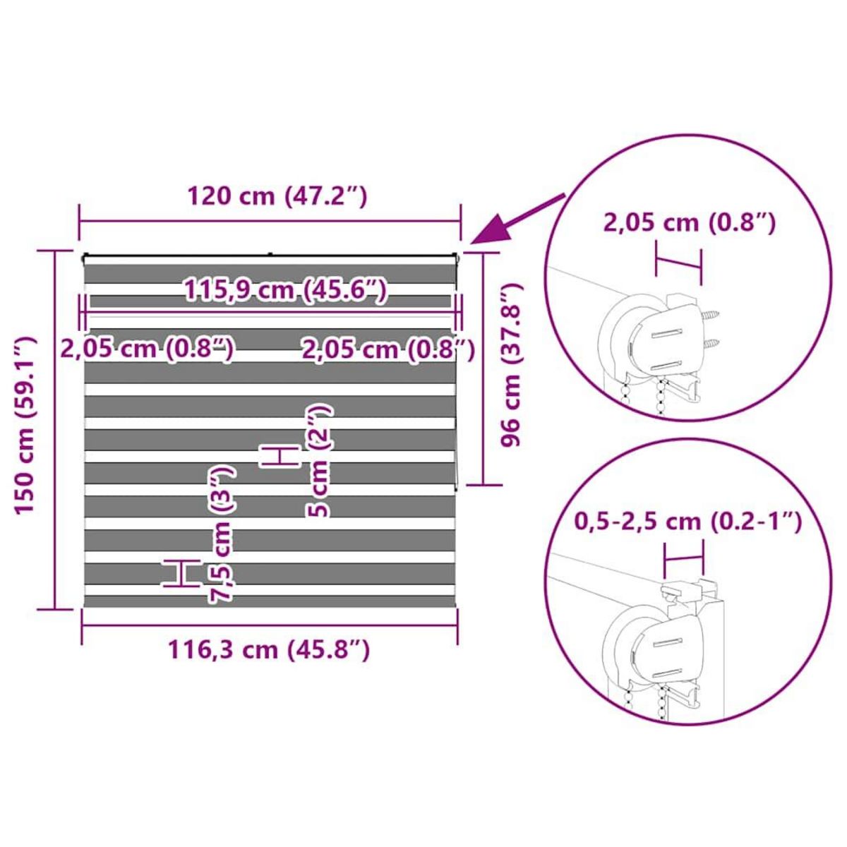 VIDAXL Store zebre marron sable largeur du tissu 115,9 cm polyester