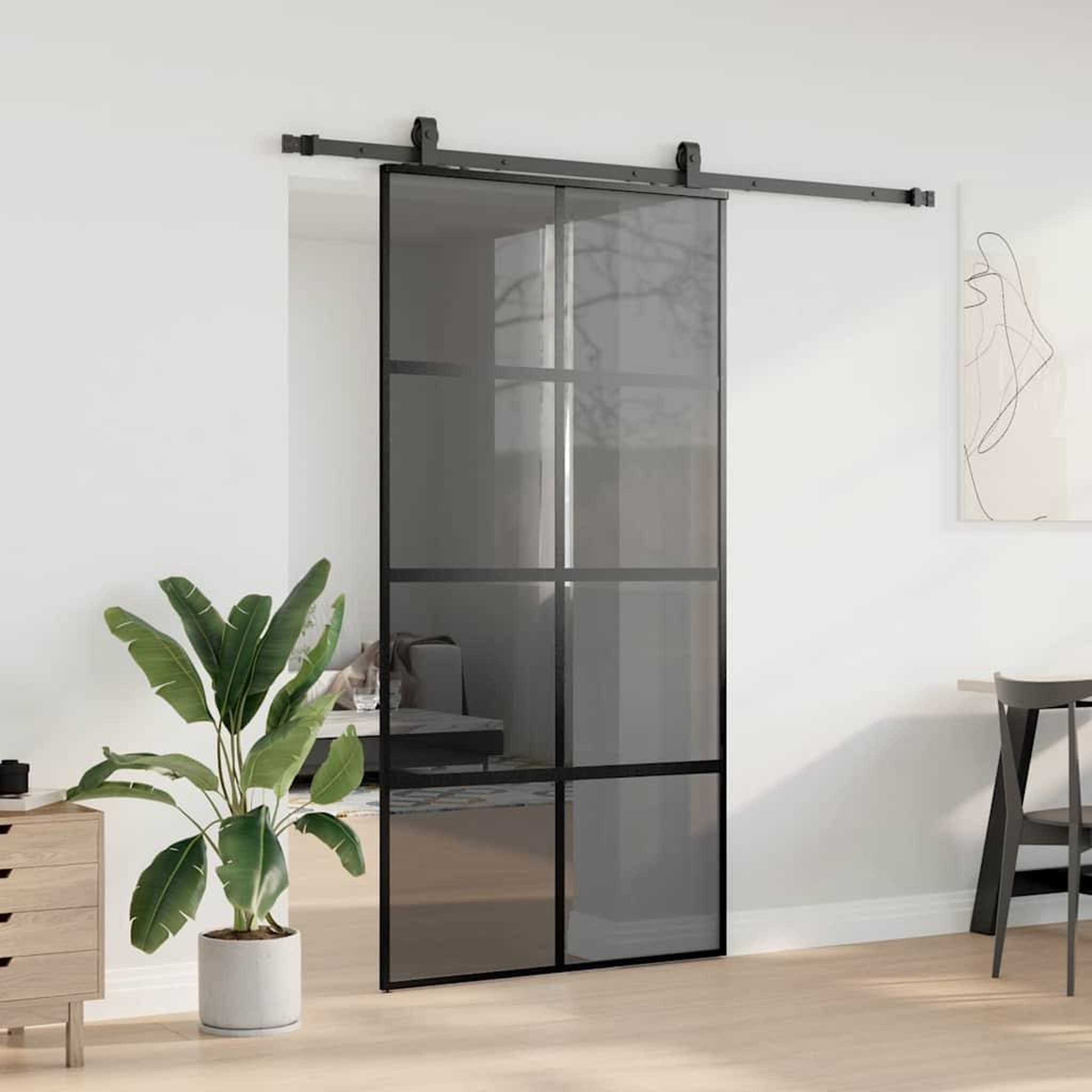 Voir la diapositive 3 : VIDAXL Porte coulissante avec kit de quincaillerie noir 102,5x205 cm