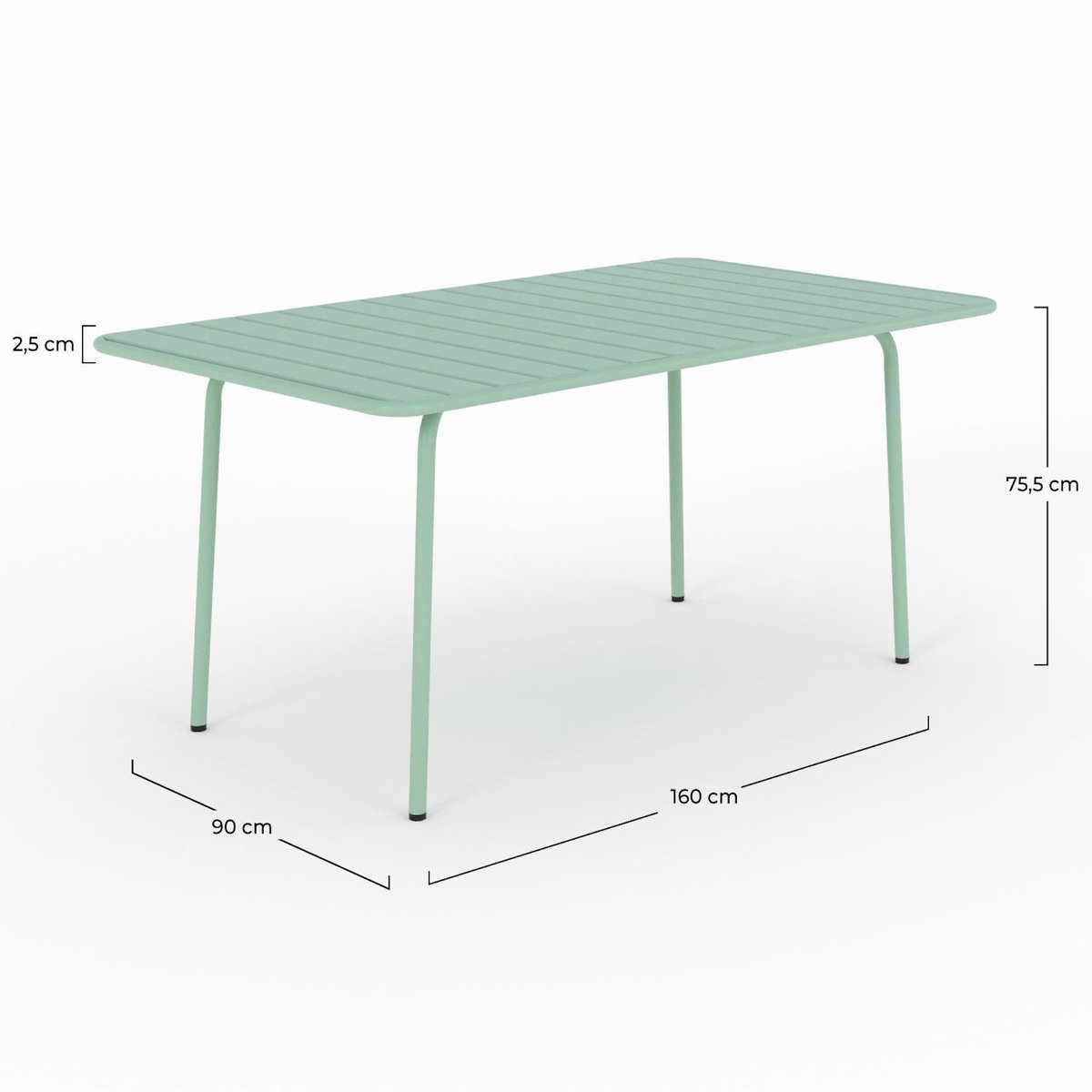 Rendez vous déco Table de jardin en métal vert clair 6 personnes-Yumi