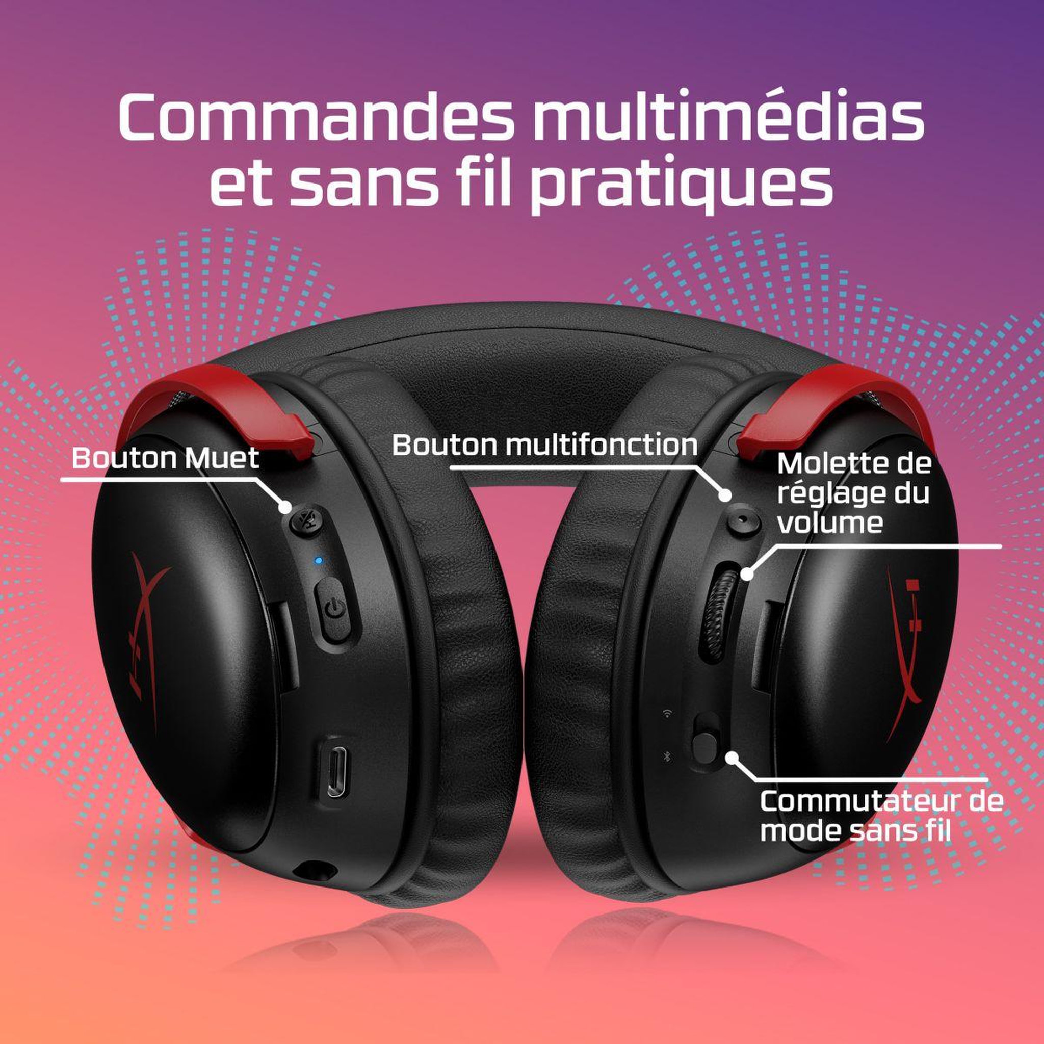 Voir la diapositive 2 : HyperX Casque gamer Cloud III S Rouge