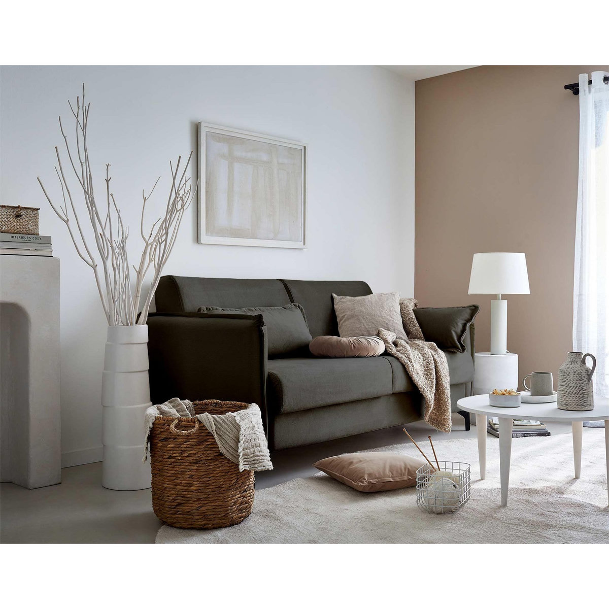 LISA DESIGN Agate - canapé 3 places convertible - couchage quotidien - matelas 14 cm - en velours