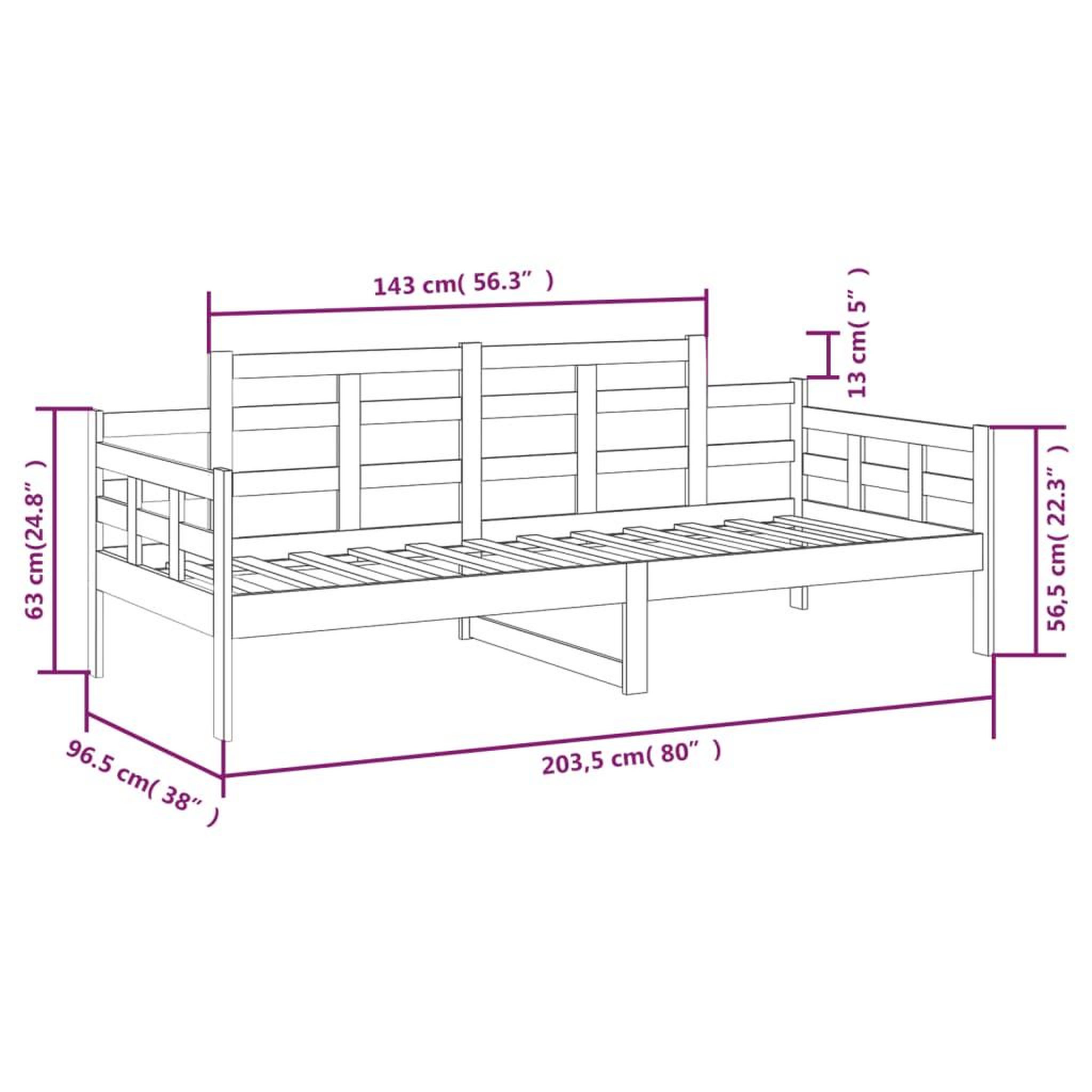 Voir la diapositive 6 : VIDAXL Lit de jour sans matelas blanc bois de pin massif 90x200 cm