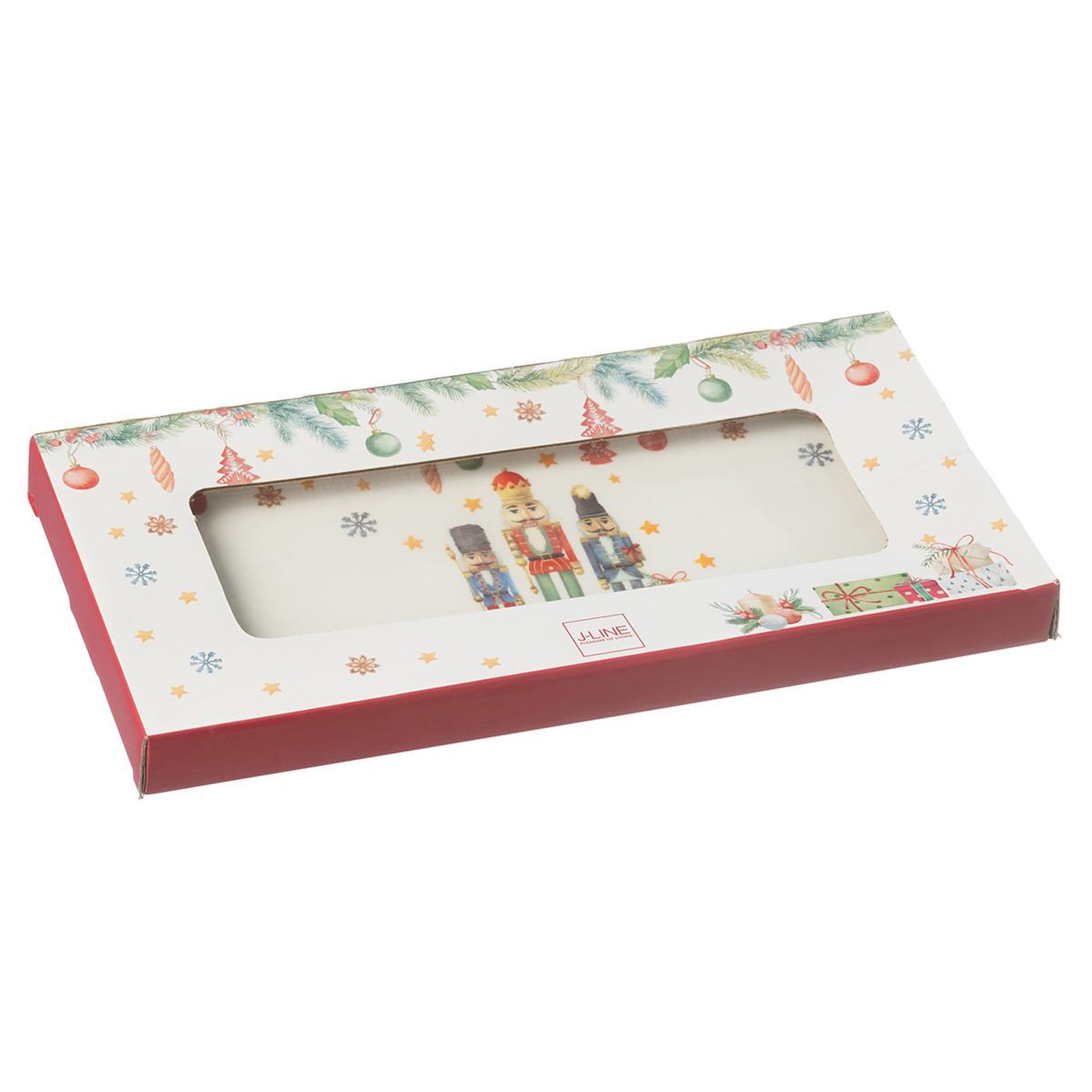 Voir la diapositive 4 : J-LINE Assiette de présentation de noël  casse-noisette  33cm blanc