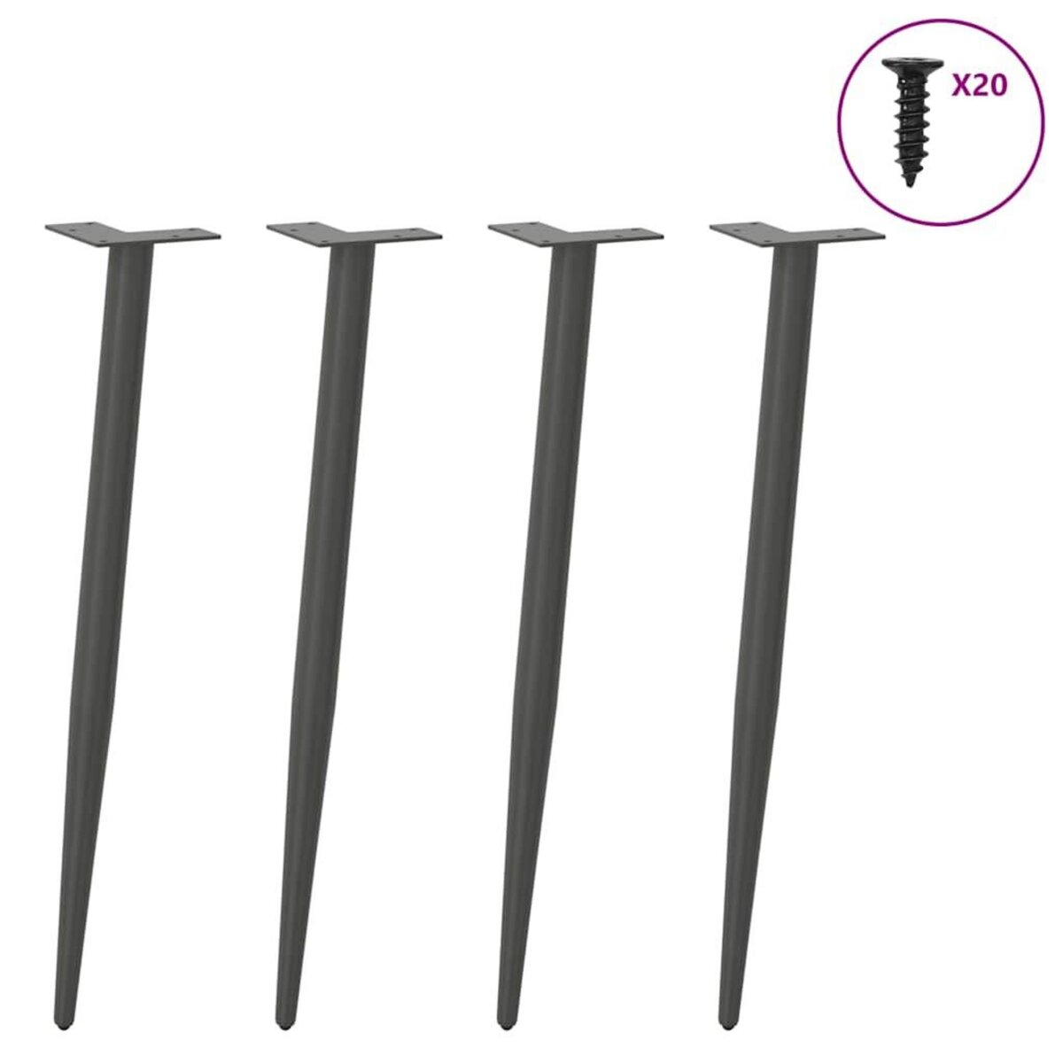 VIDAXL Pieds de table basse forme conique 4 pcs anthracite 72-73 cm
