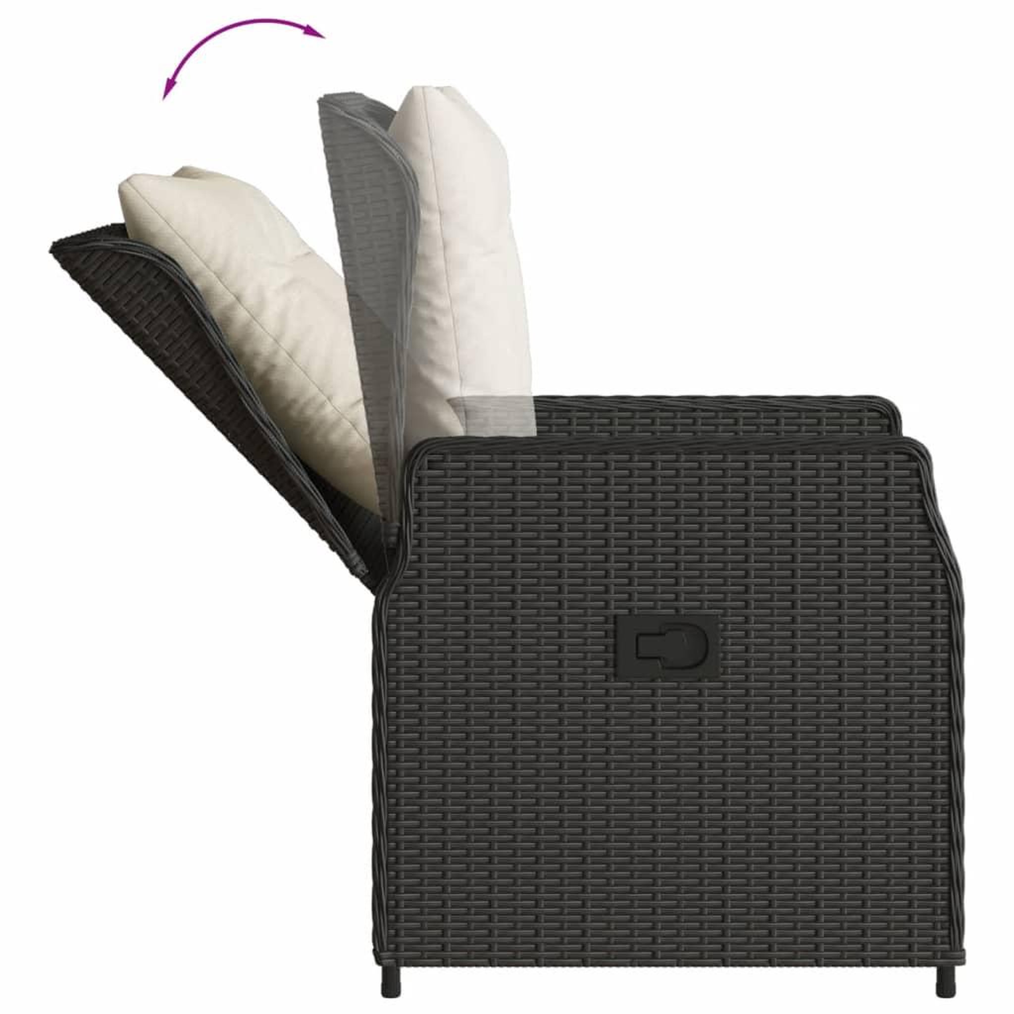 Voir la diapositive 5 : VIDAXL Ensemble a manger de jardin coussins 7pcs Noir Resine tressee