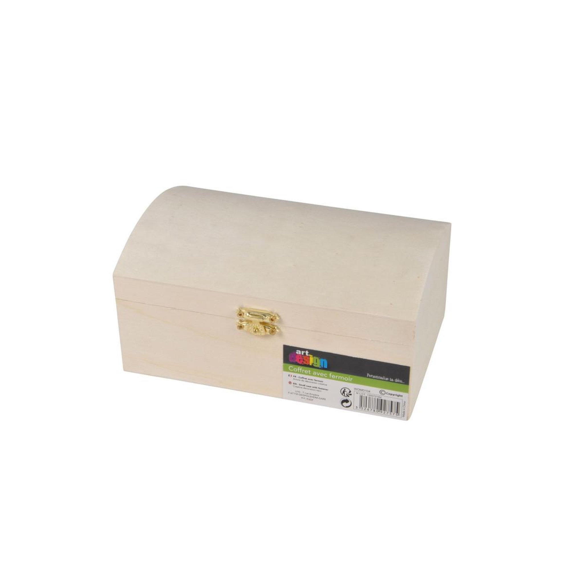Voir la diapositive 2 : ARTDESIGN Coffre en Bois  Avec Fermoir  18cm Naturel