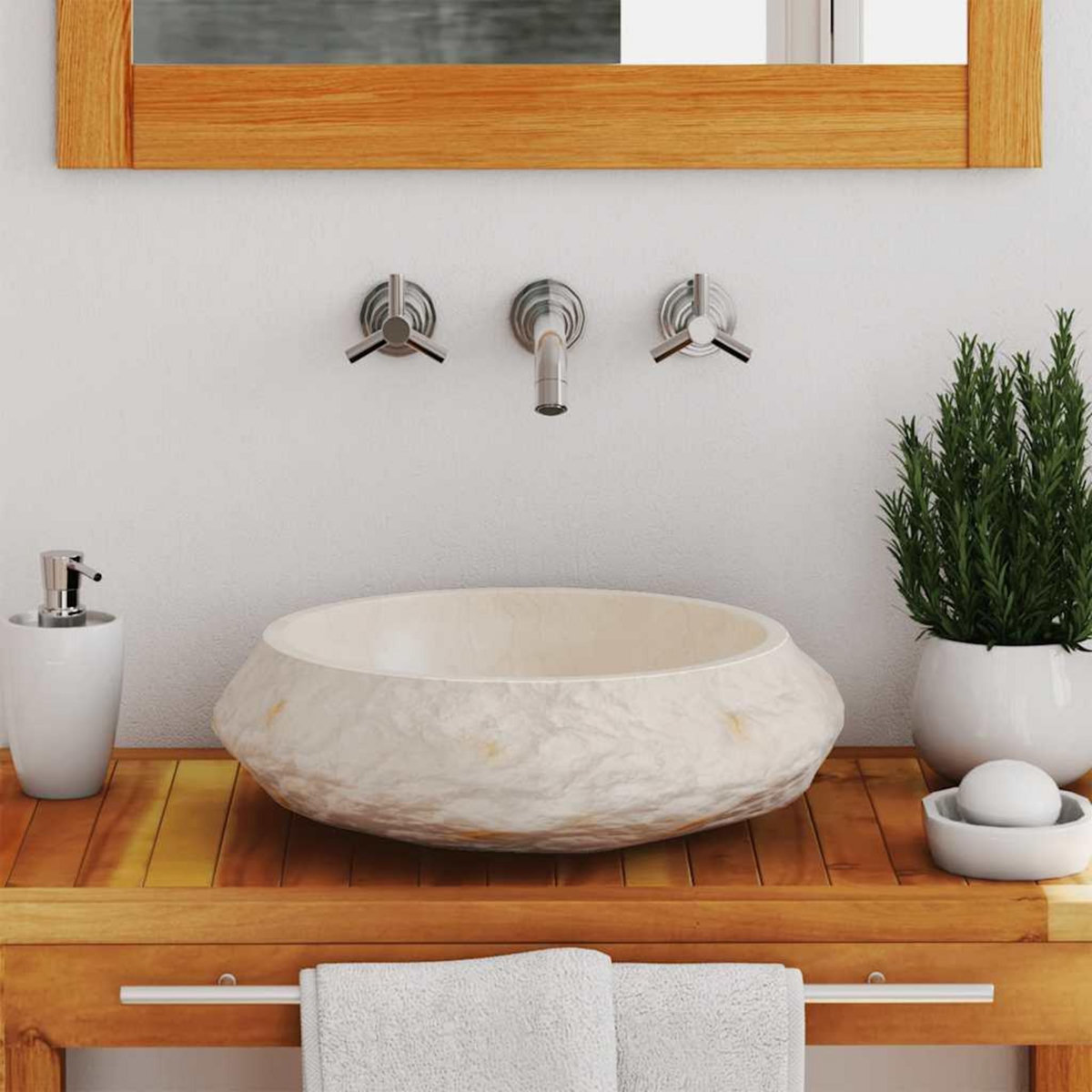 VIDAXL Evier 40 x 12 cm Marbre Creme