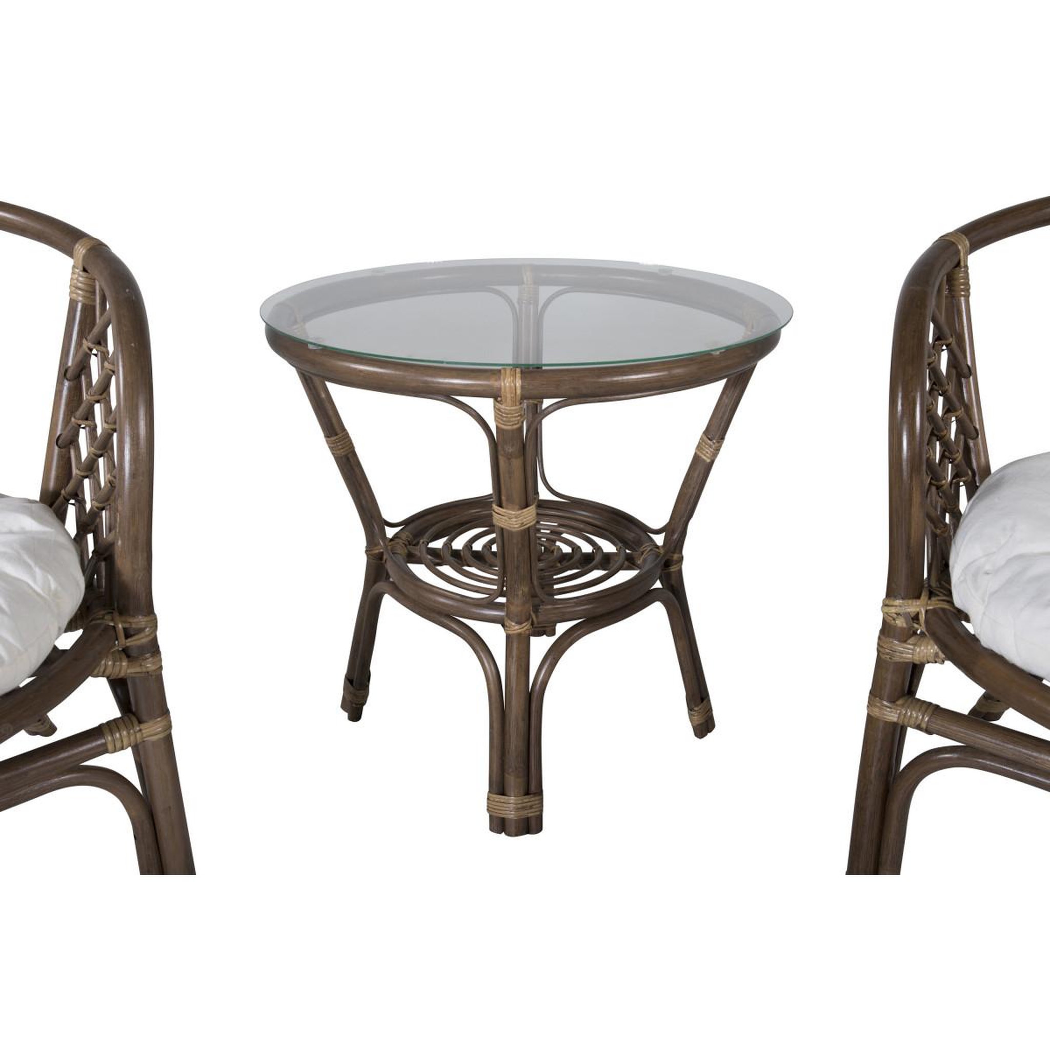 Voir la diapositive 3 : Paris Prix Ensemble table de jardin & 2 fauteuils  wera  55cm noyer