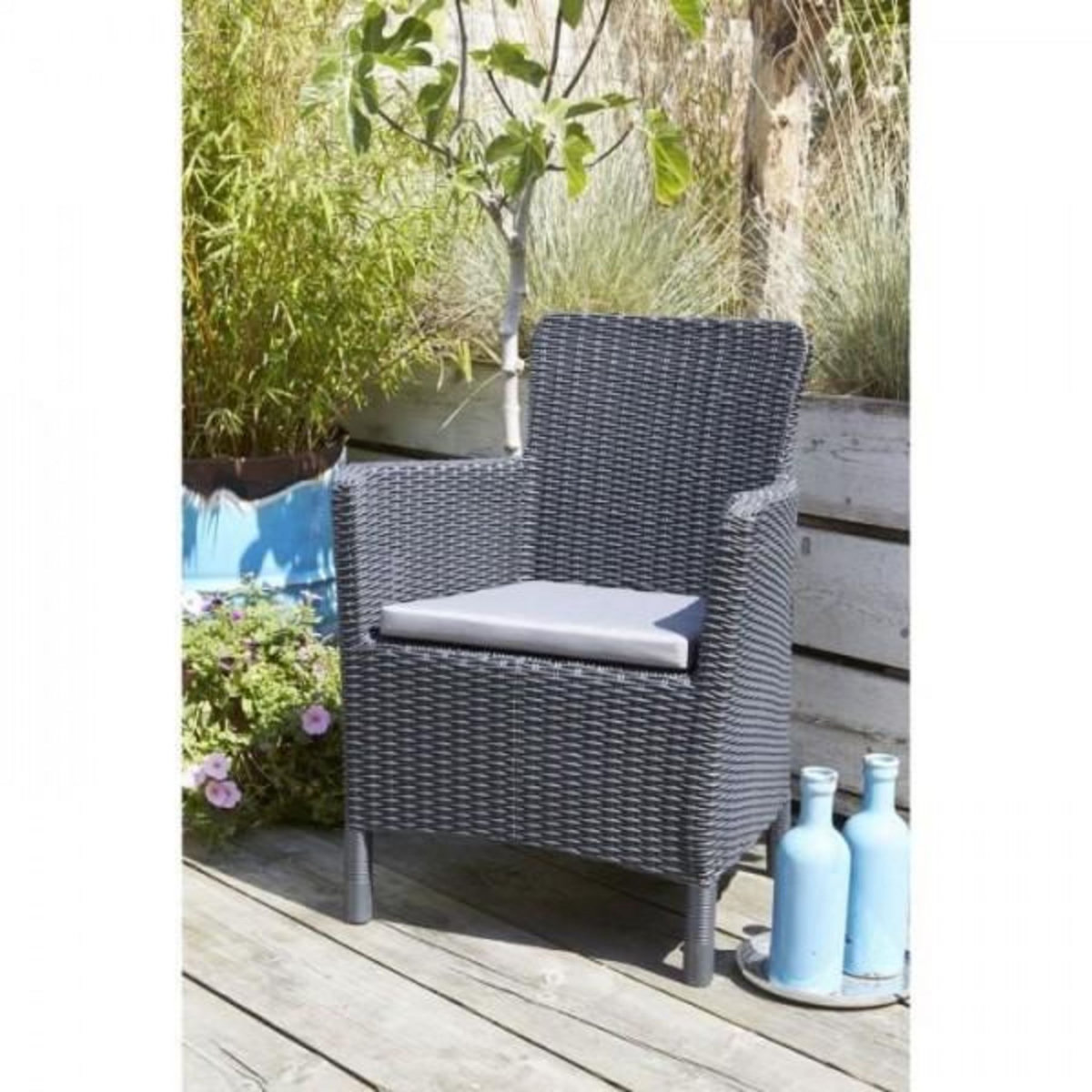 ALLIBERT by KETER Table de jardin - rectangulaire - gris graphite - en résine - 6 personnes - Girona - Allibert by KETER