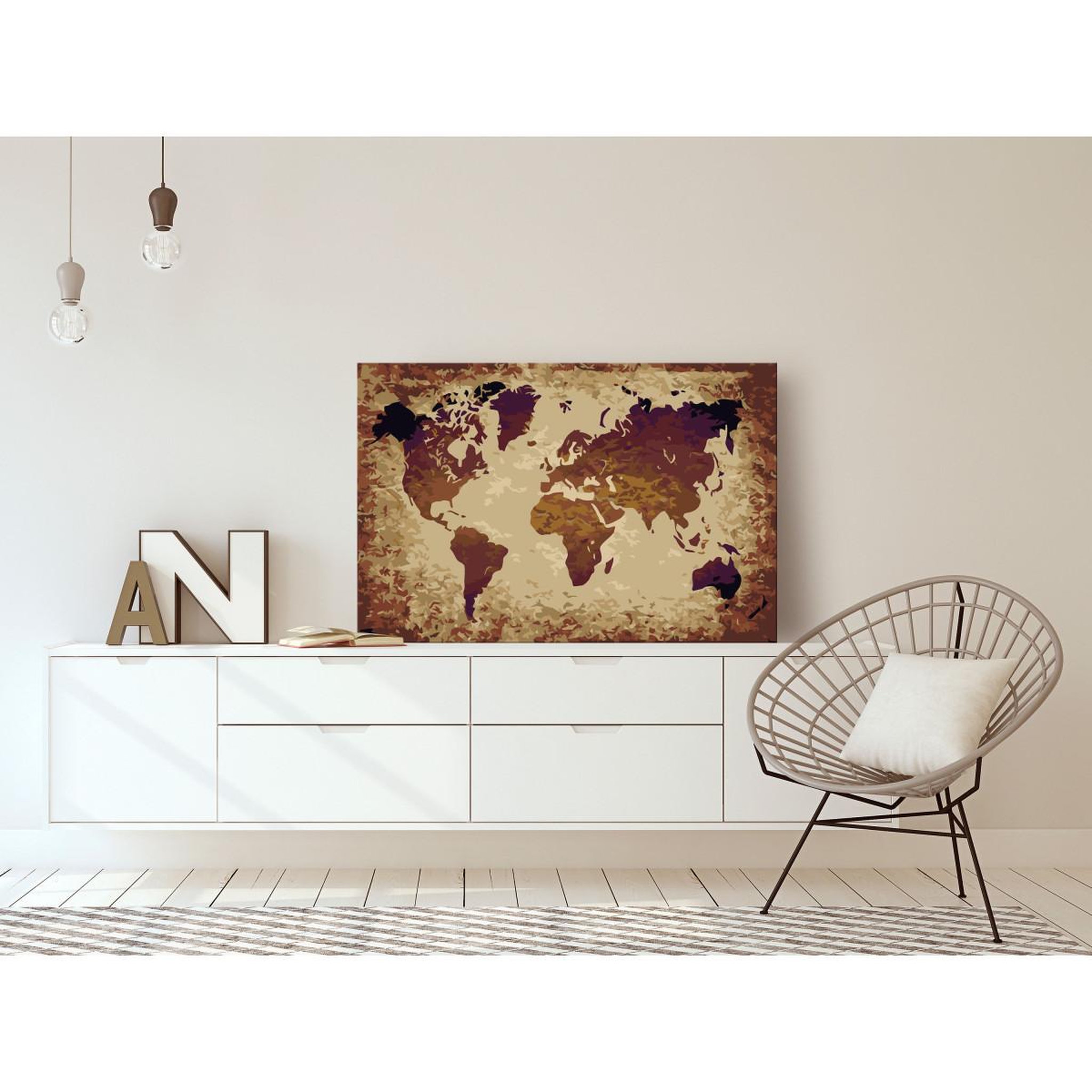 Voir la diapositive 2 : Paris Prix Tableau à Peindre Soi-Même  Carte du Monde Nuances de Brun  40x60cm