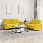 VIDAXL Ensemble de canapes 2 pcs avec coussins Jaune Velours
