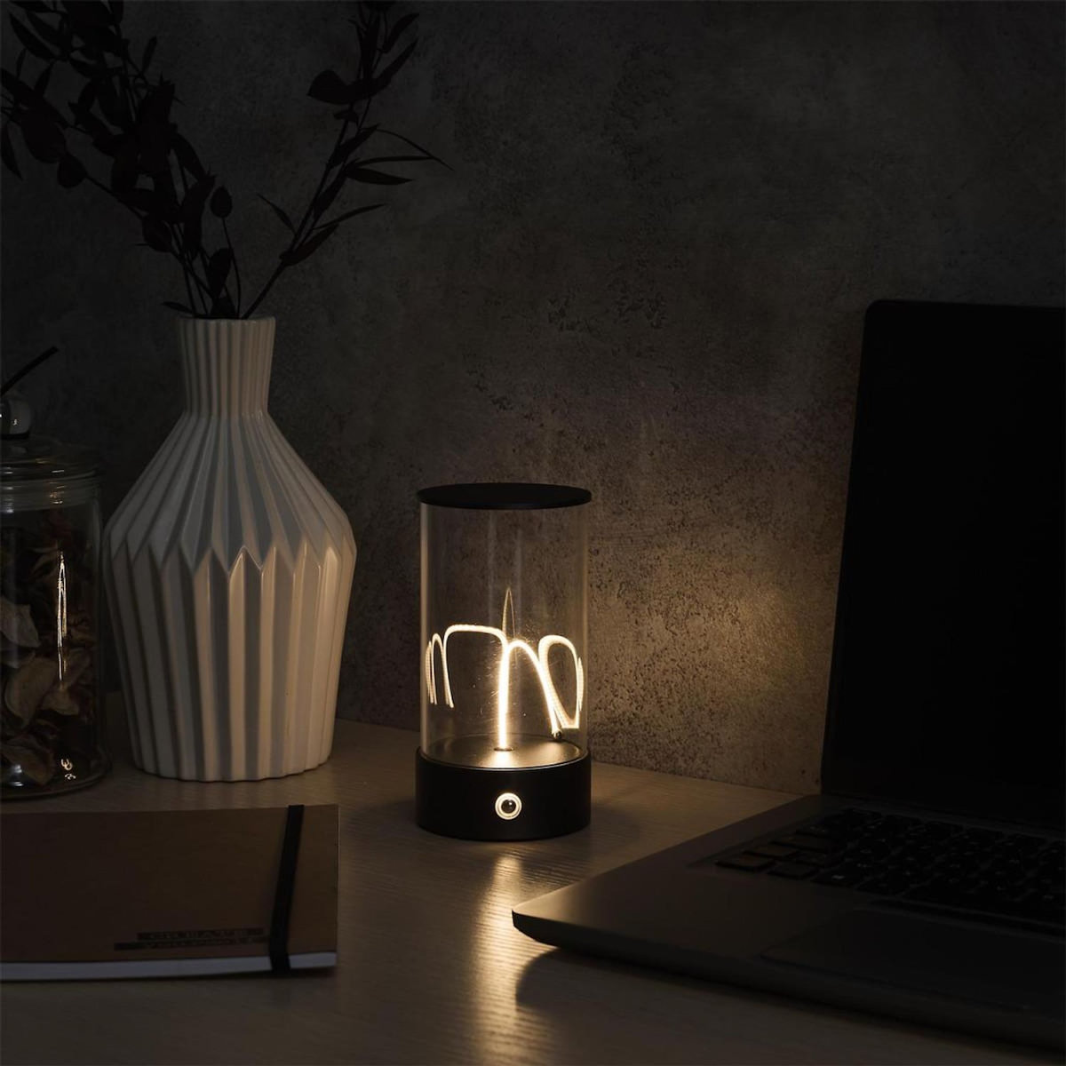 Paris Prix Lampe à Poser Tactile  Cylindre  15cm Noir