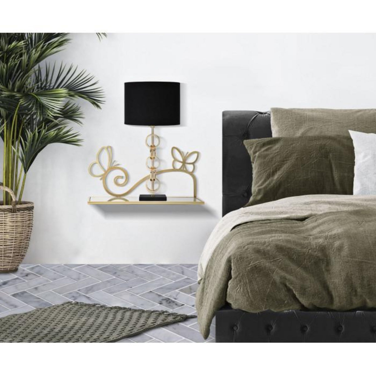 Paris Prix Lot de 2 Tables de Chevet Murales  Butterfly  41cm Or