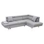 Voir la diapositive 2 : Canapé d'angle droit convertible 5 places tissu pieds bois clair MARIUS 