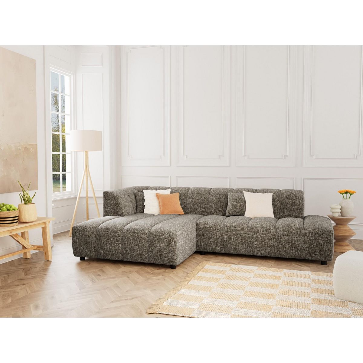 LISA DESIGN Curtis - canapé d'angle gauche 4 places en tissu texturé