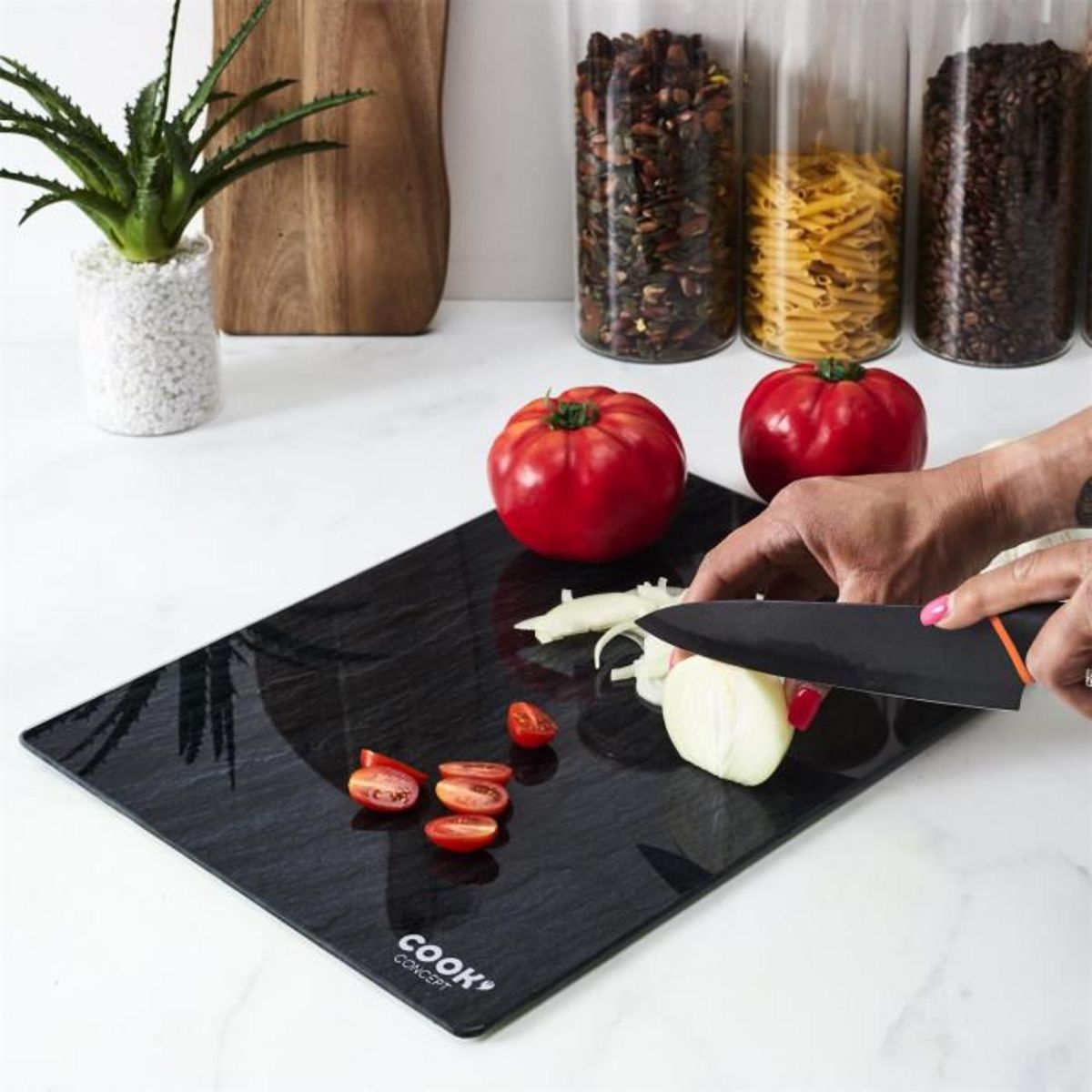 Paris Prix Planche à Découper en Verre  Ardoise  40cm Noir