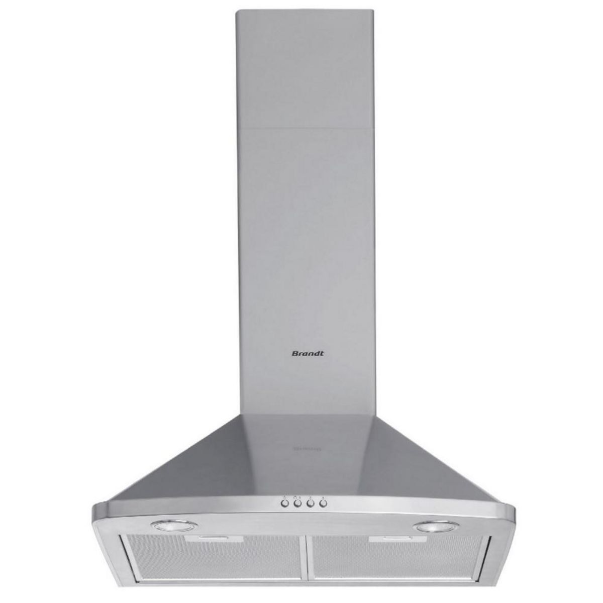 BRANDT Hotte décorative 60cm évacuation/recyclage 43db 600m3/h inox - ad1046x