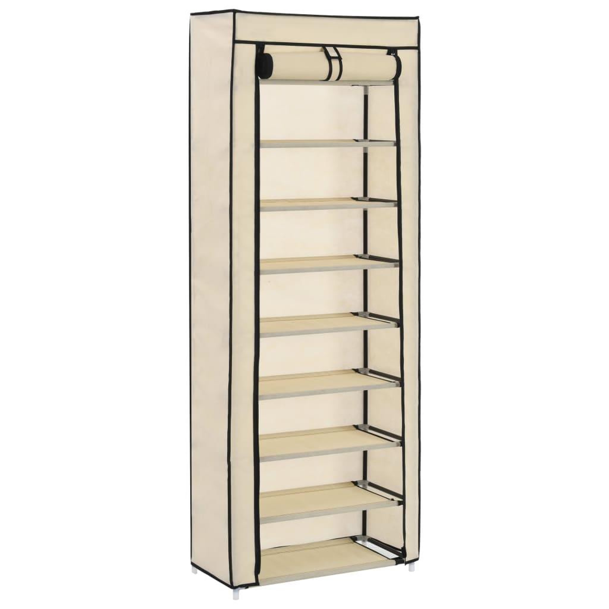 Voir la diapositive 1 : VIDAXL Armoire a chaussures avec housse Creme 57x29x162 cm Tissu