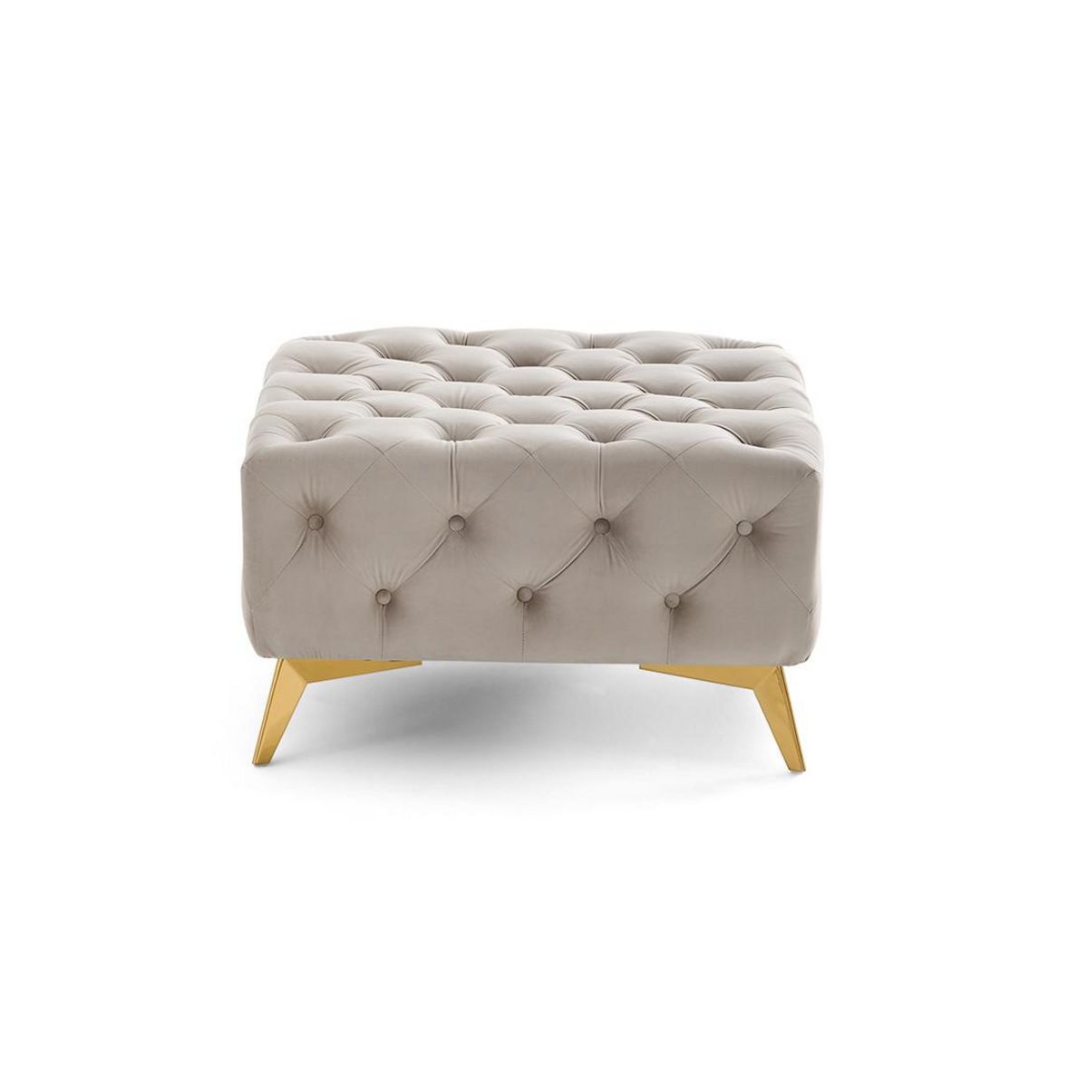 LISA DESIGN Camden - pouf chesterfield en velours - pieds en métal doré