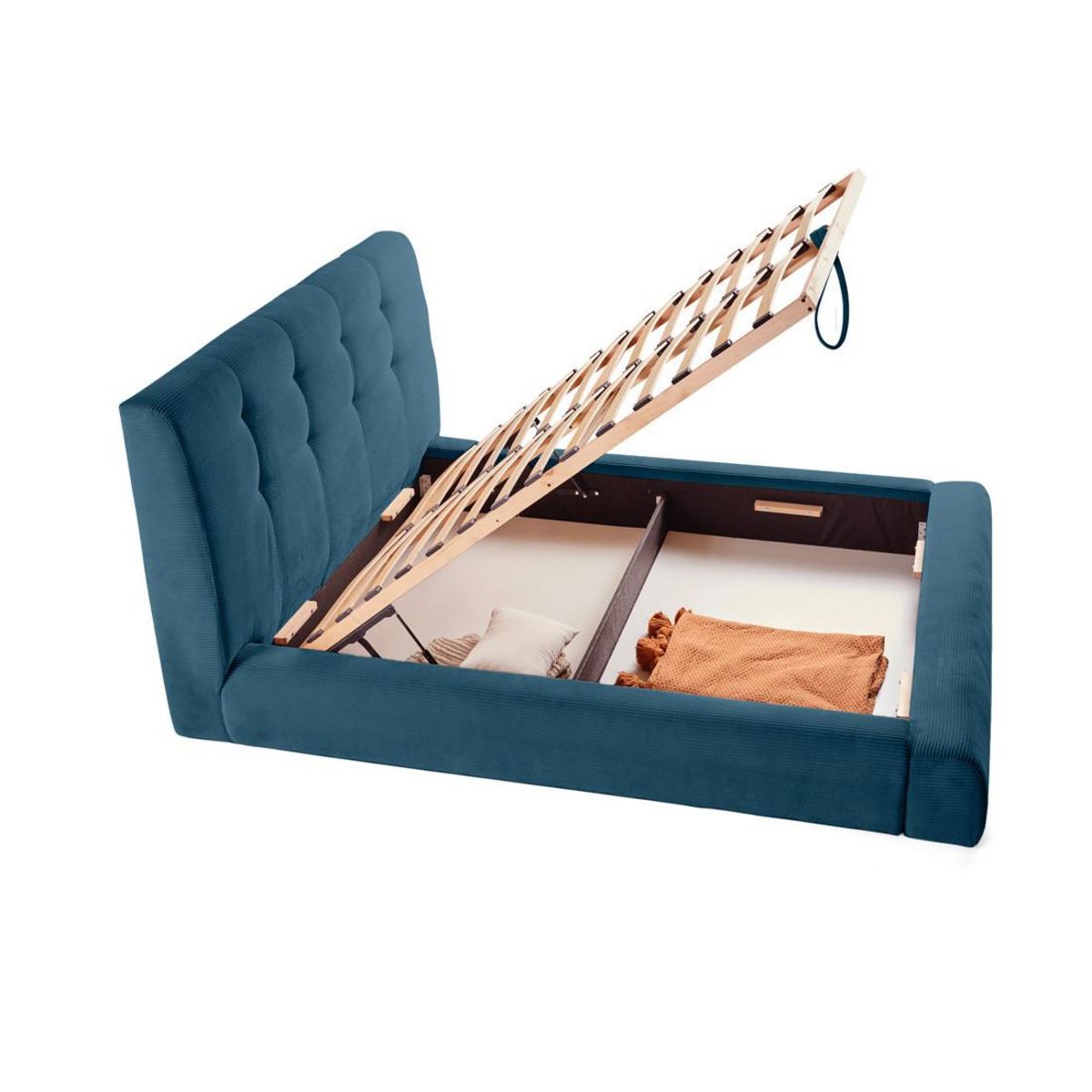 LISA DESIGN Onyx - lit coffre - 160x200 cm - en velours côtelé - sommier inclus