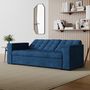 Voir la diapositive 6 : CONCEPT USINE Canapé 3 places convertible avec accoudoirs amovibles bleu velours côtelé NOHO