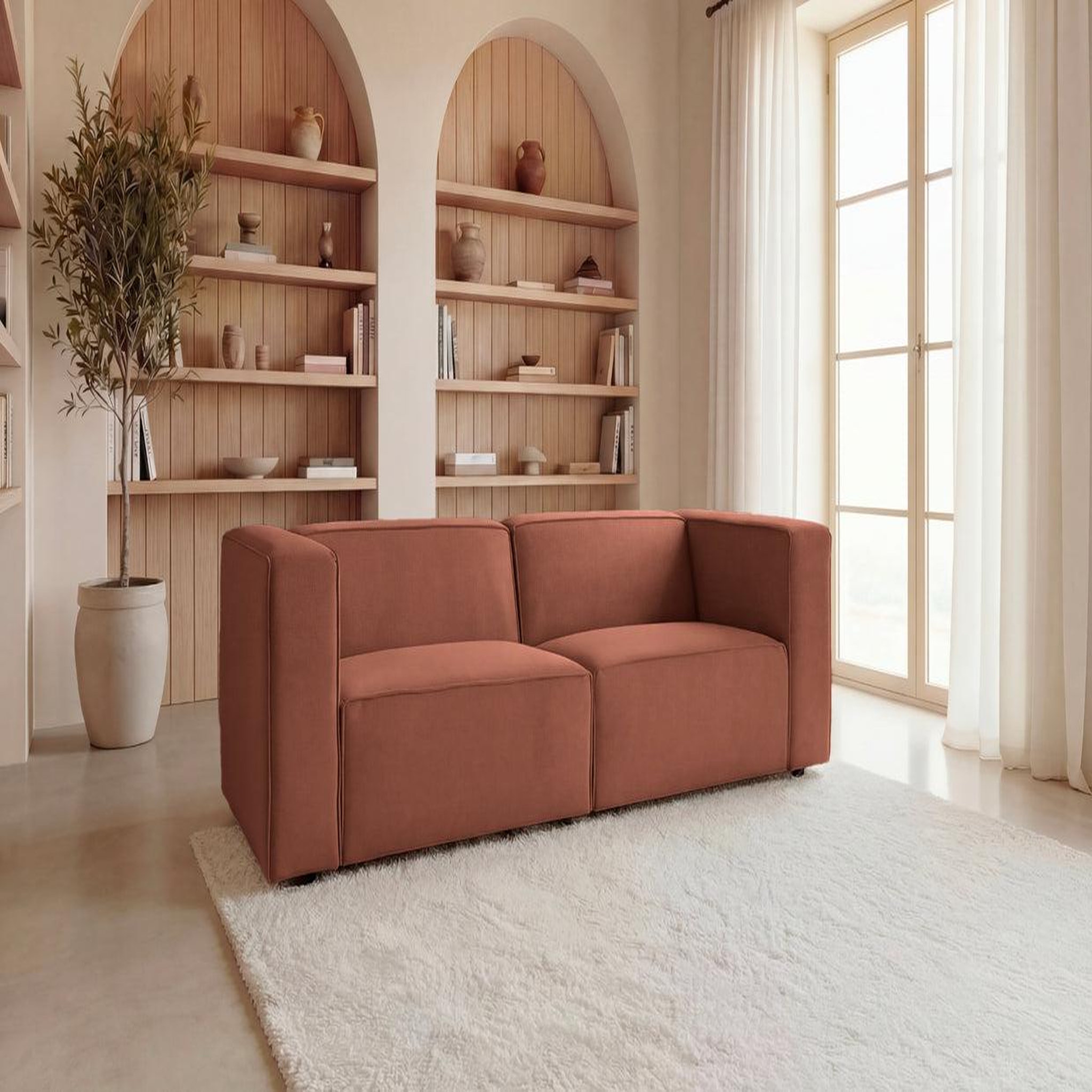 Voir la diapositive 2 : CASANOVA PARIS Basil - canapé droit tissu lisse 3 places