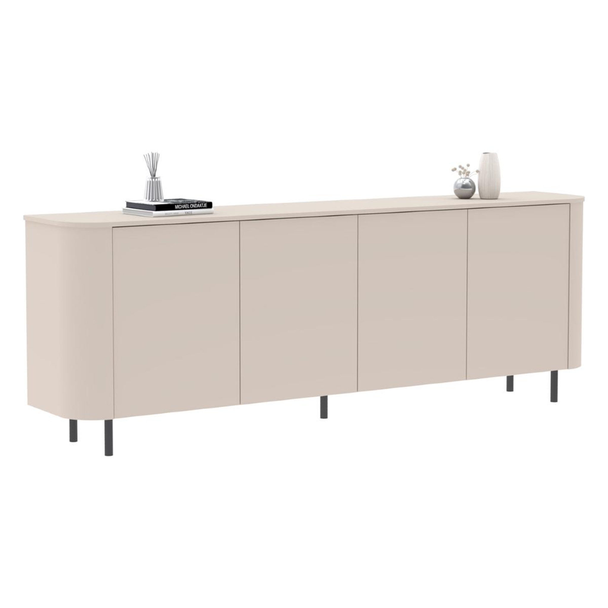 JLC KREATION Buffet bas arrondi beige cachemire 230cm olga