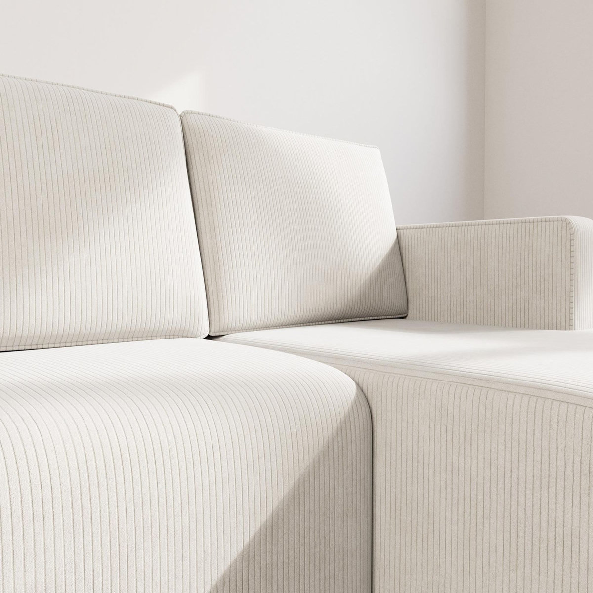 BEST MOBILIER Topaze - canapé d'angle droit 4 places convertible avec coffre en velours côtelé