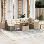 VIDAXL Salon de jardin avec coussins 9 pcs beige resine tressee